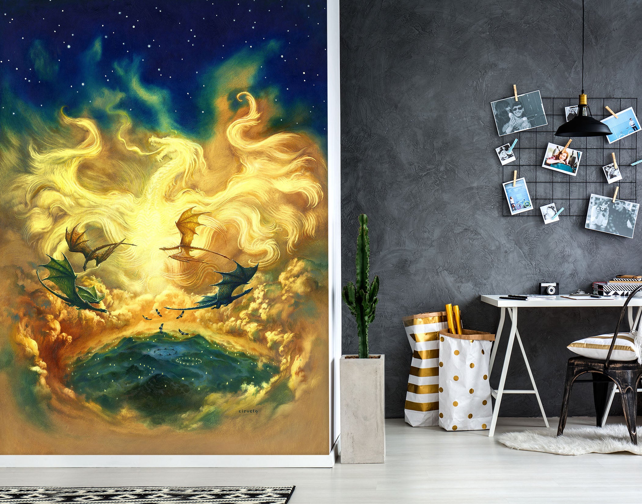 3D Starry Sky Dragon Pattern 7144 Ciruelo Wall Mural Wall Murals