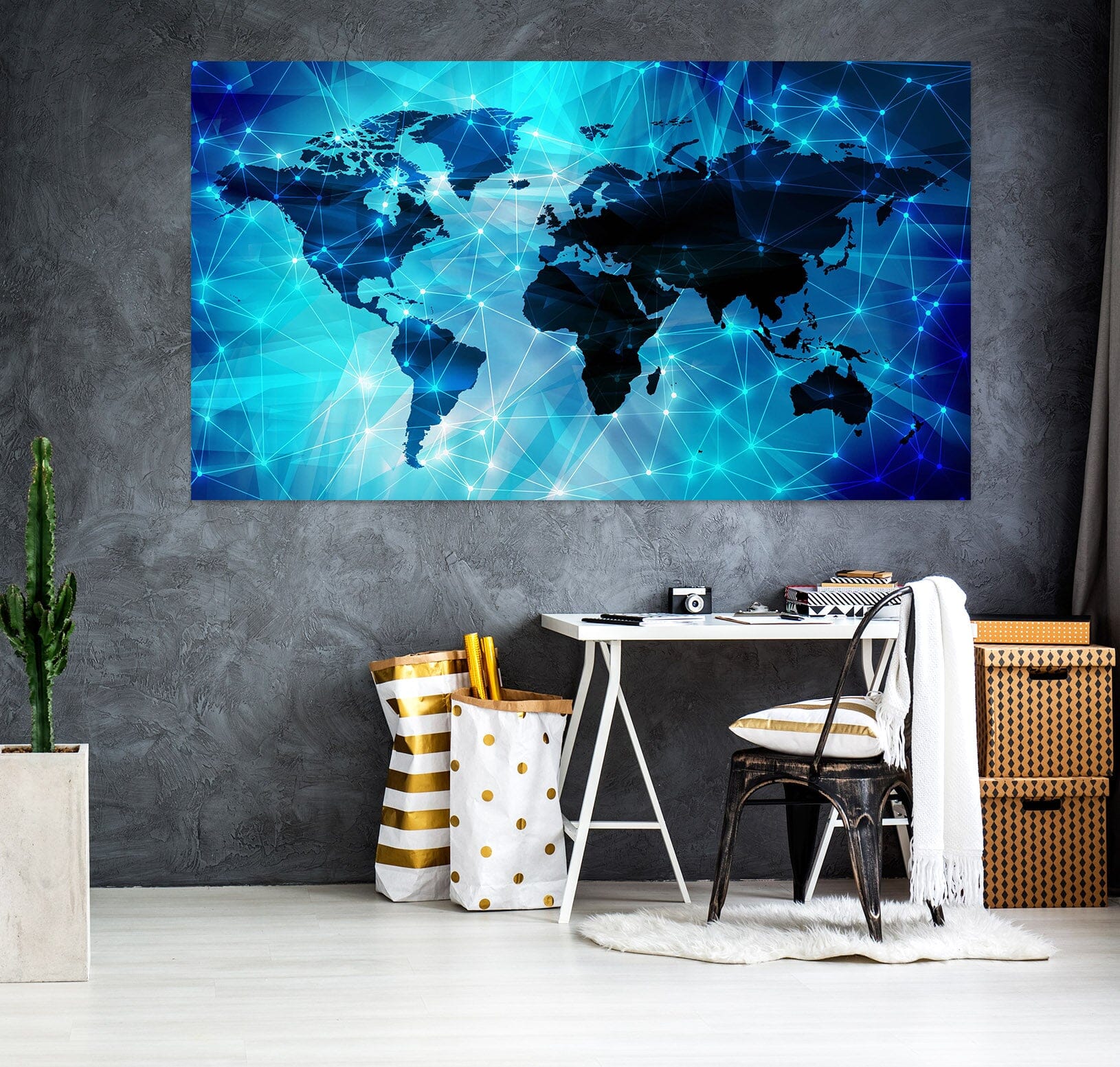 3D Black Land 278 World Map Wall Sticker Wallpaper AJ Wallpaper 2 