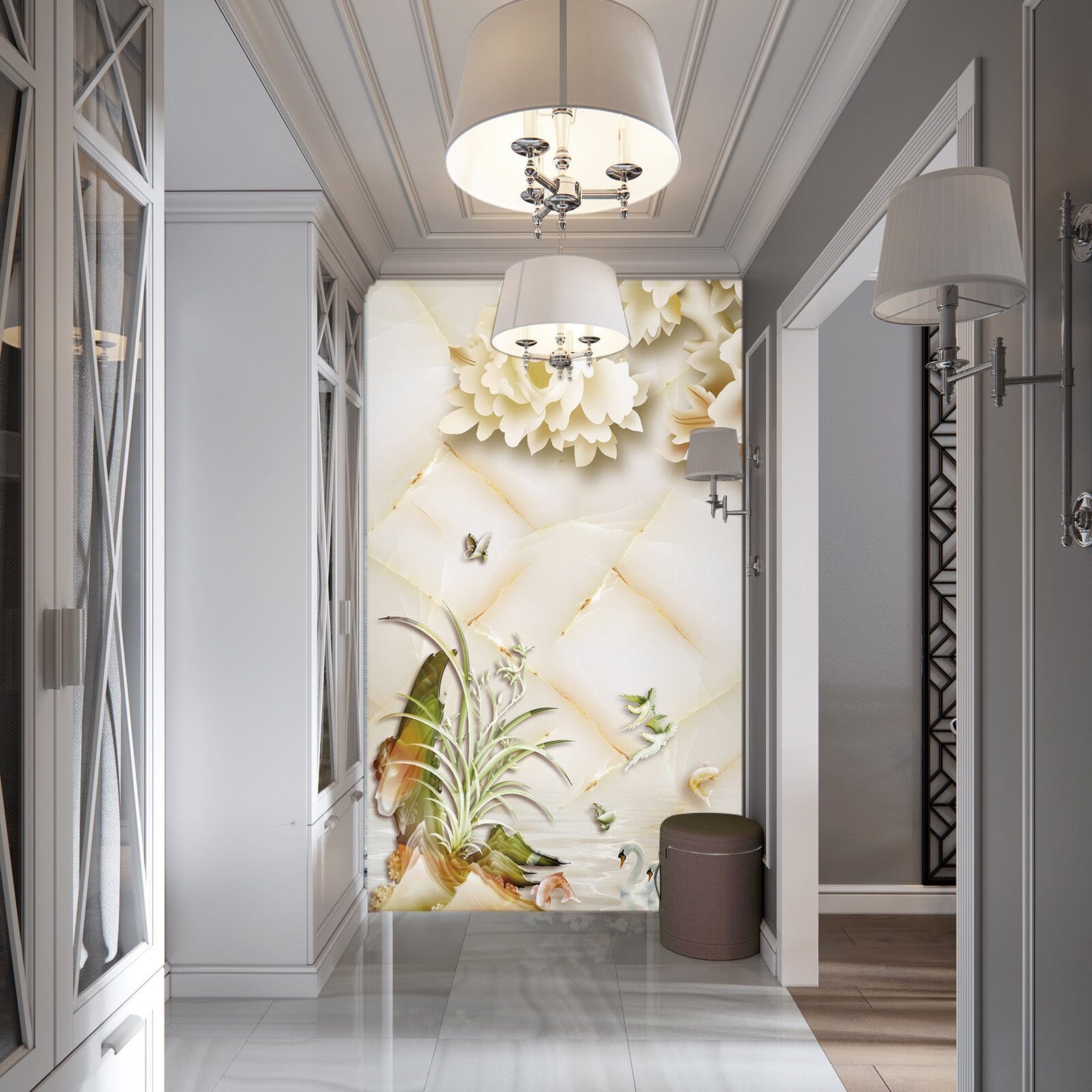 3D White Flowers 1845 Wall Murals Wallpaper AJ Wallpaper 2 