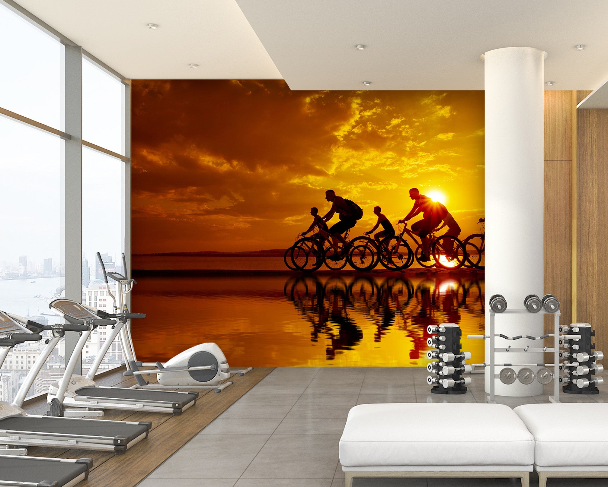 3D Morning Bike Ride 220 Wall Murals