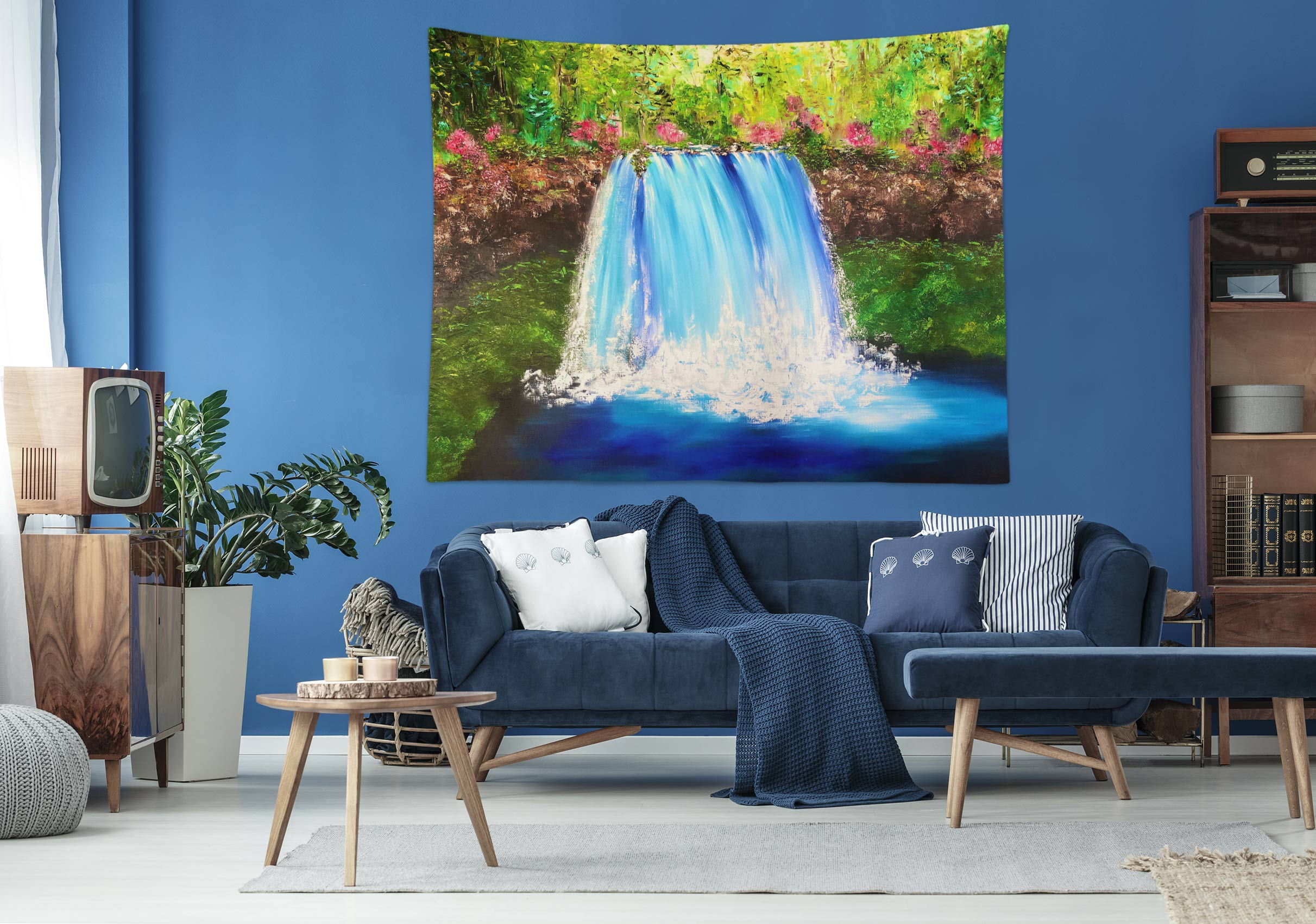 3D Blue Waterfall 3519 Skromova Marina Tapestry Hanging Cloth Hang