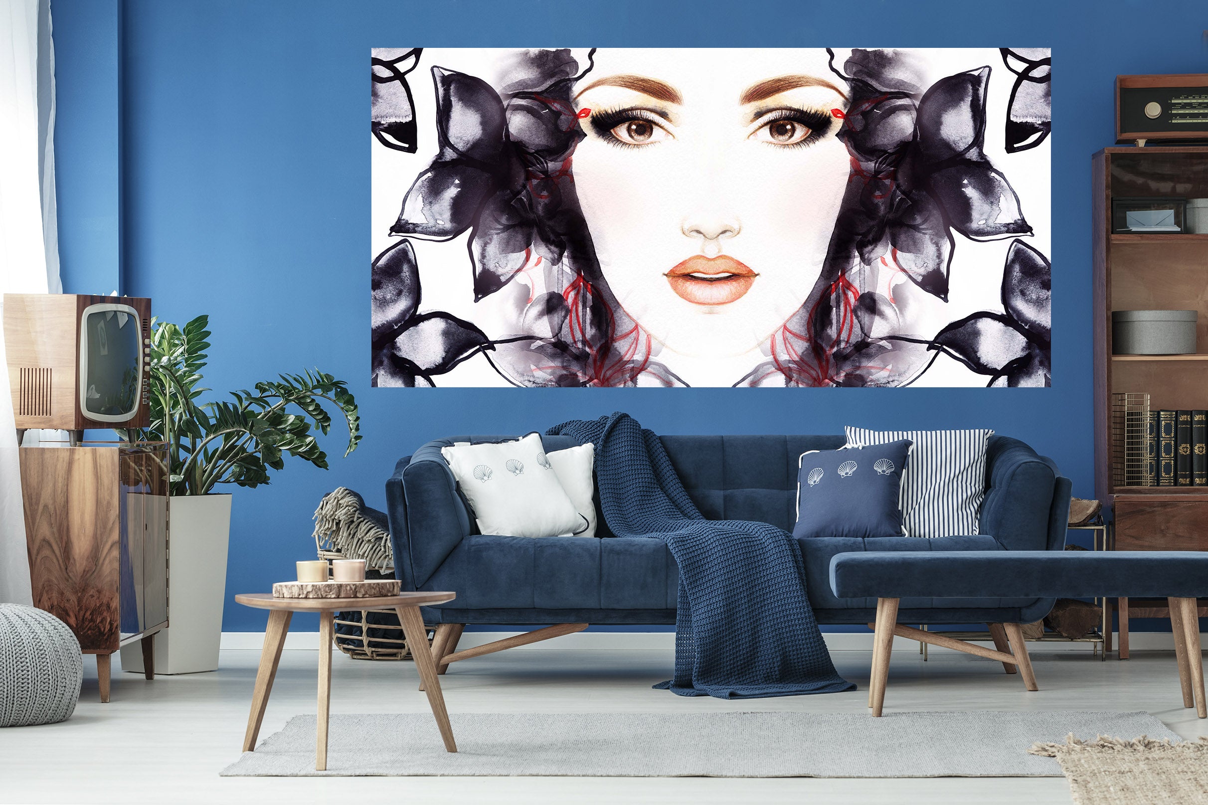 3D Black Flower Woman 1020 Wall Sticker