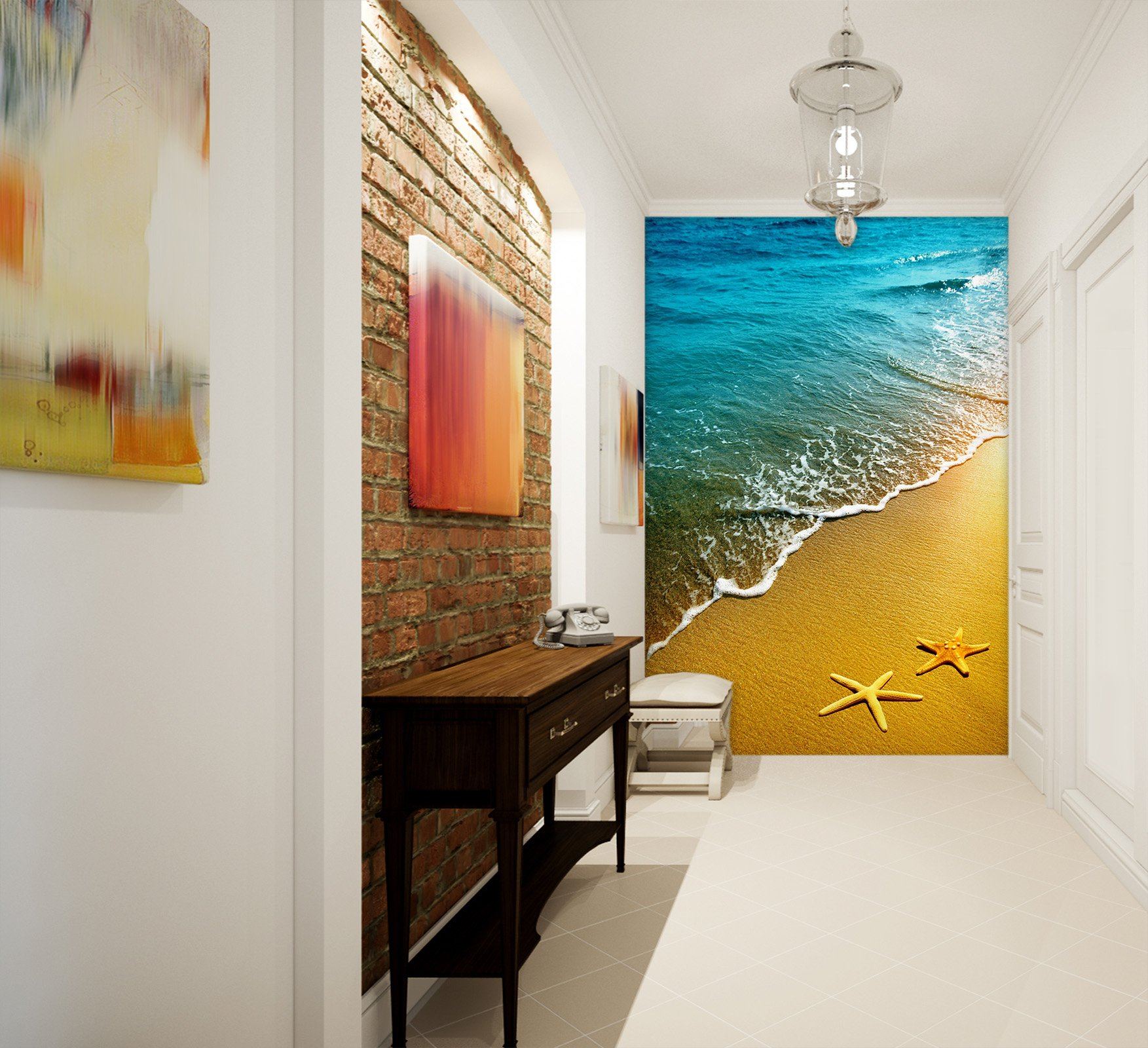 3D Beach Starfish Golden 079 Wall Murals Wallpaper AJ Wallpaper 2 