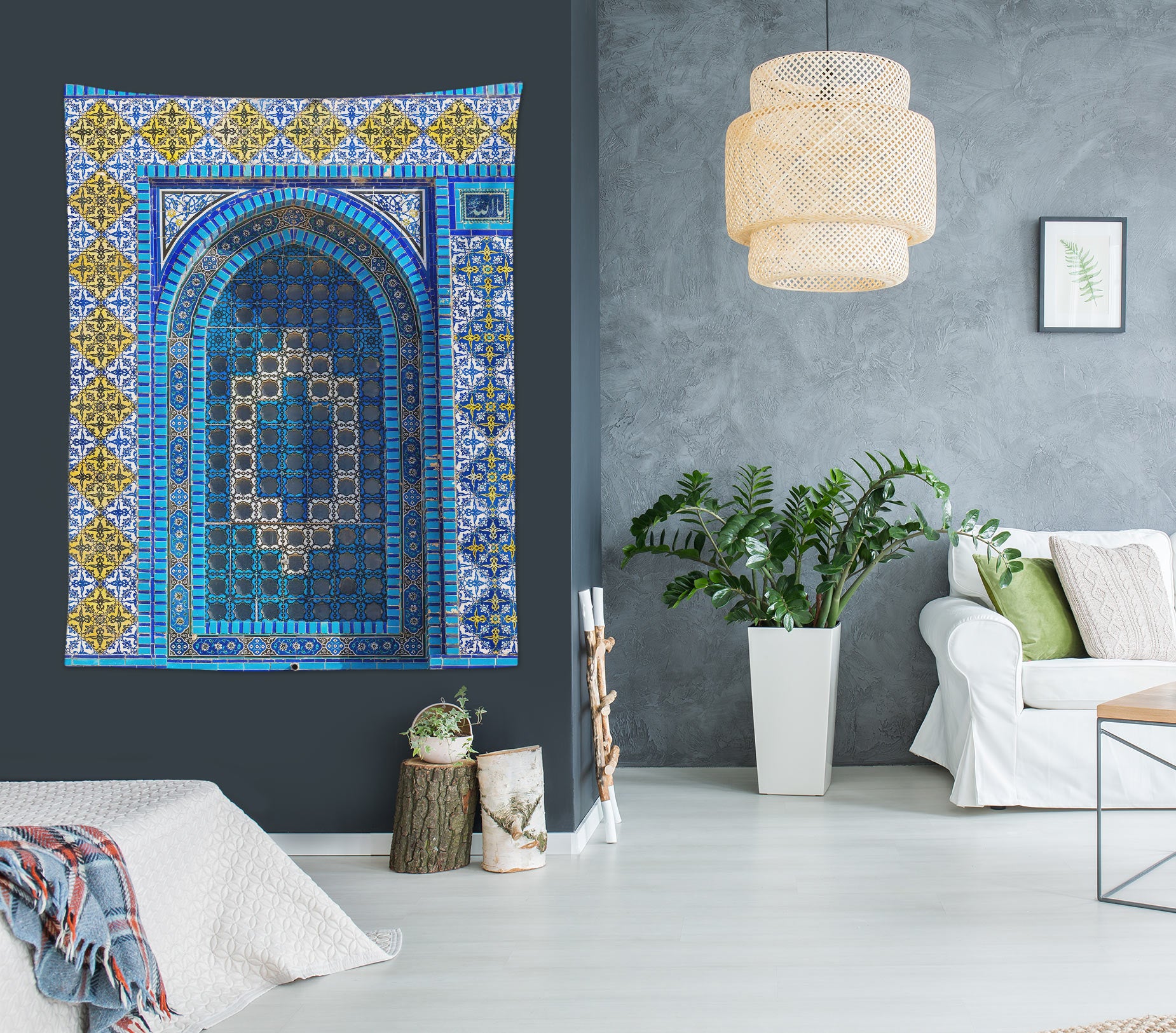 3D Blue Texture Pattern 116185 Assaf Frank Tapestry Hanging Cloth Hang