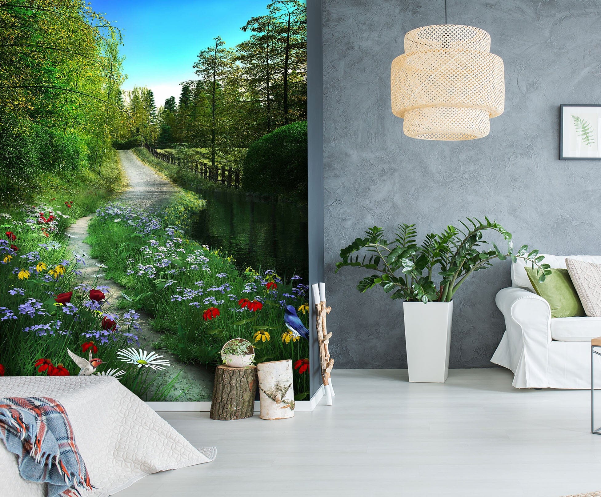 3D Flower Woods 1975 Wall Murals Wallpaper AJ Wallpaper 2 