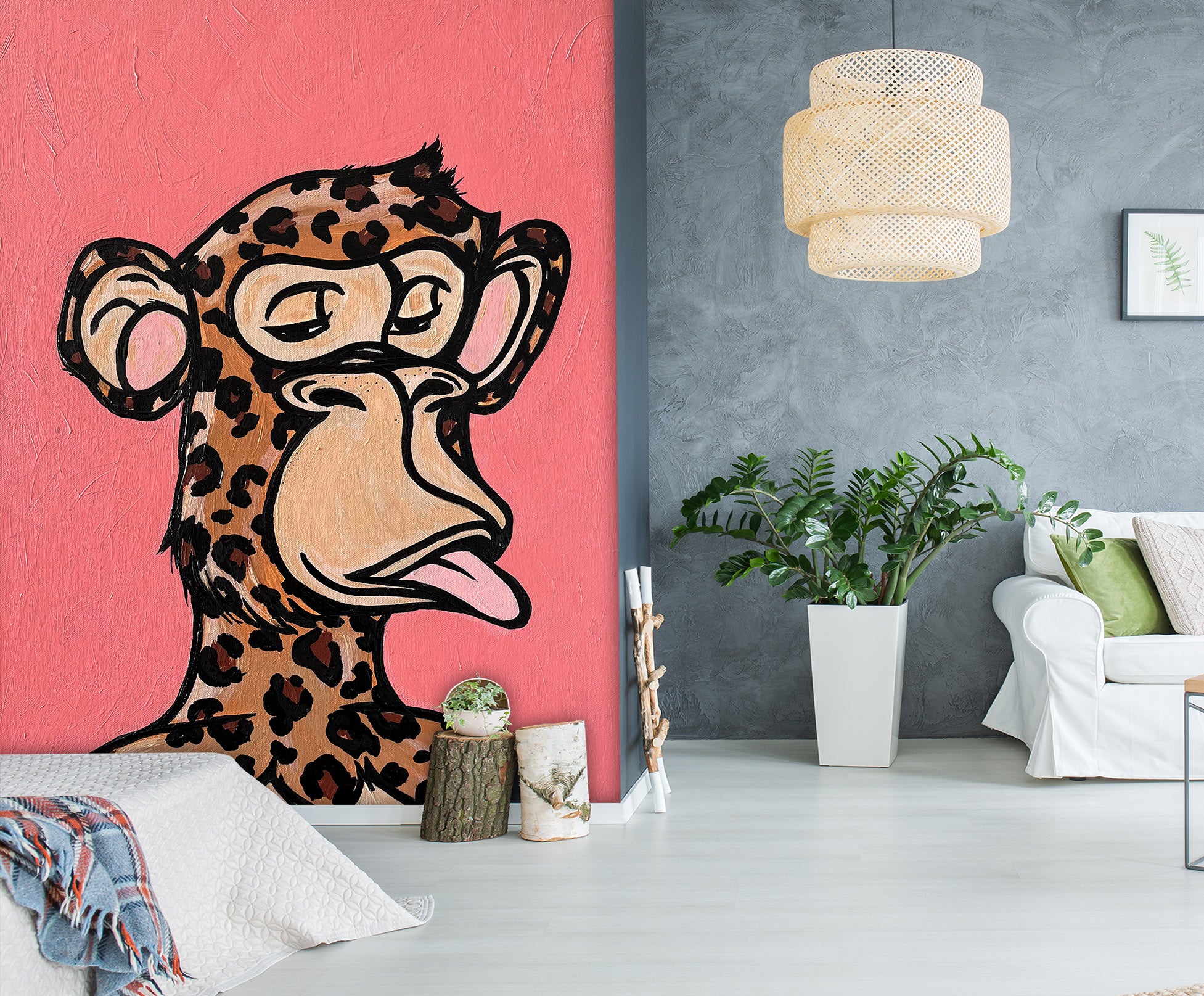 3D Giraffe Monkey 1288 Jacqueline Reynoso Wall Mural Wall Murals