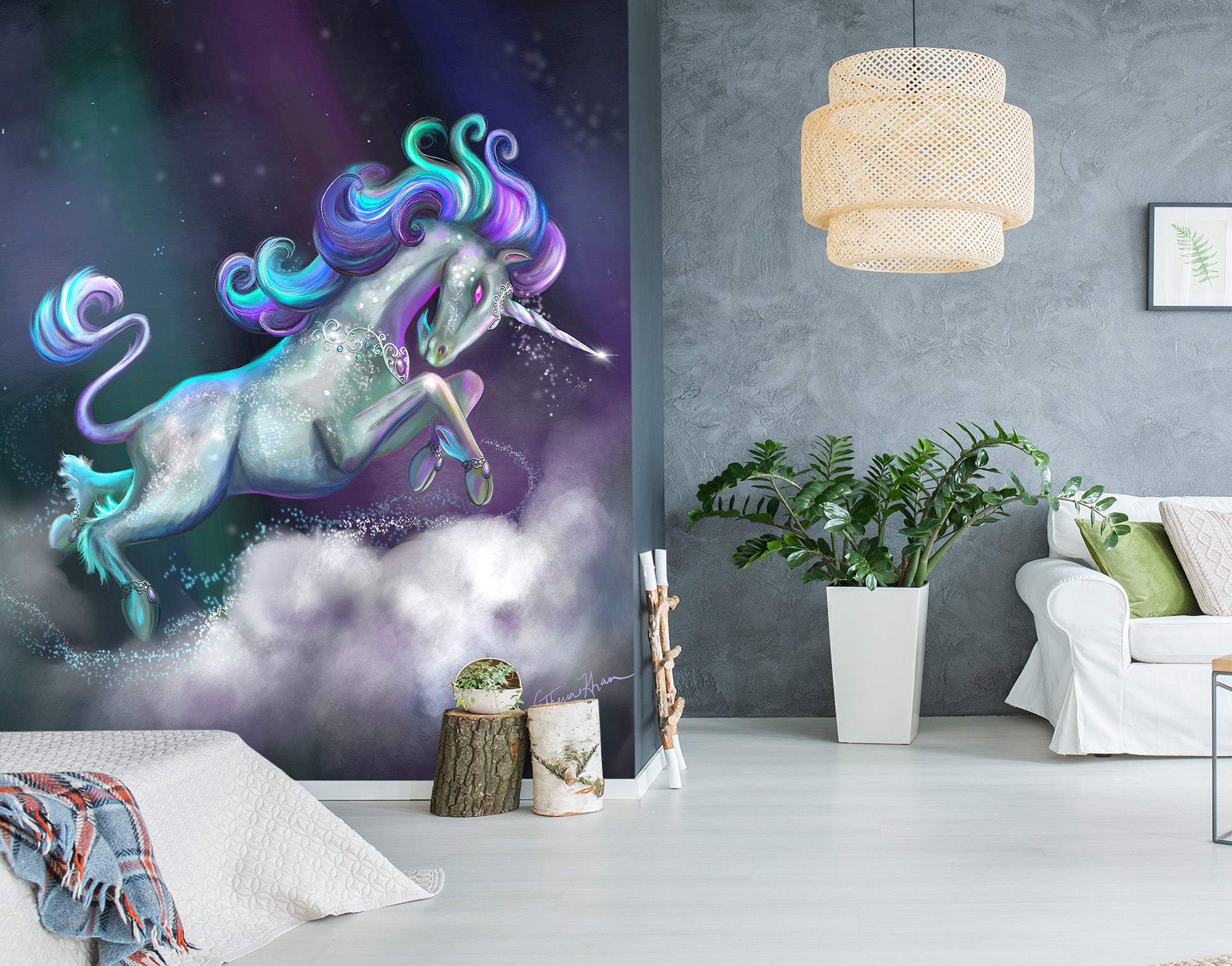 3D Cute Unicorn 1411 Rose Catherine Khan Wall Mural Wall Murals