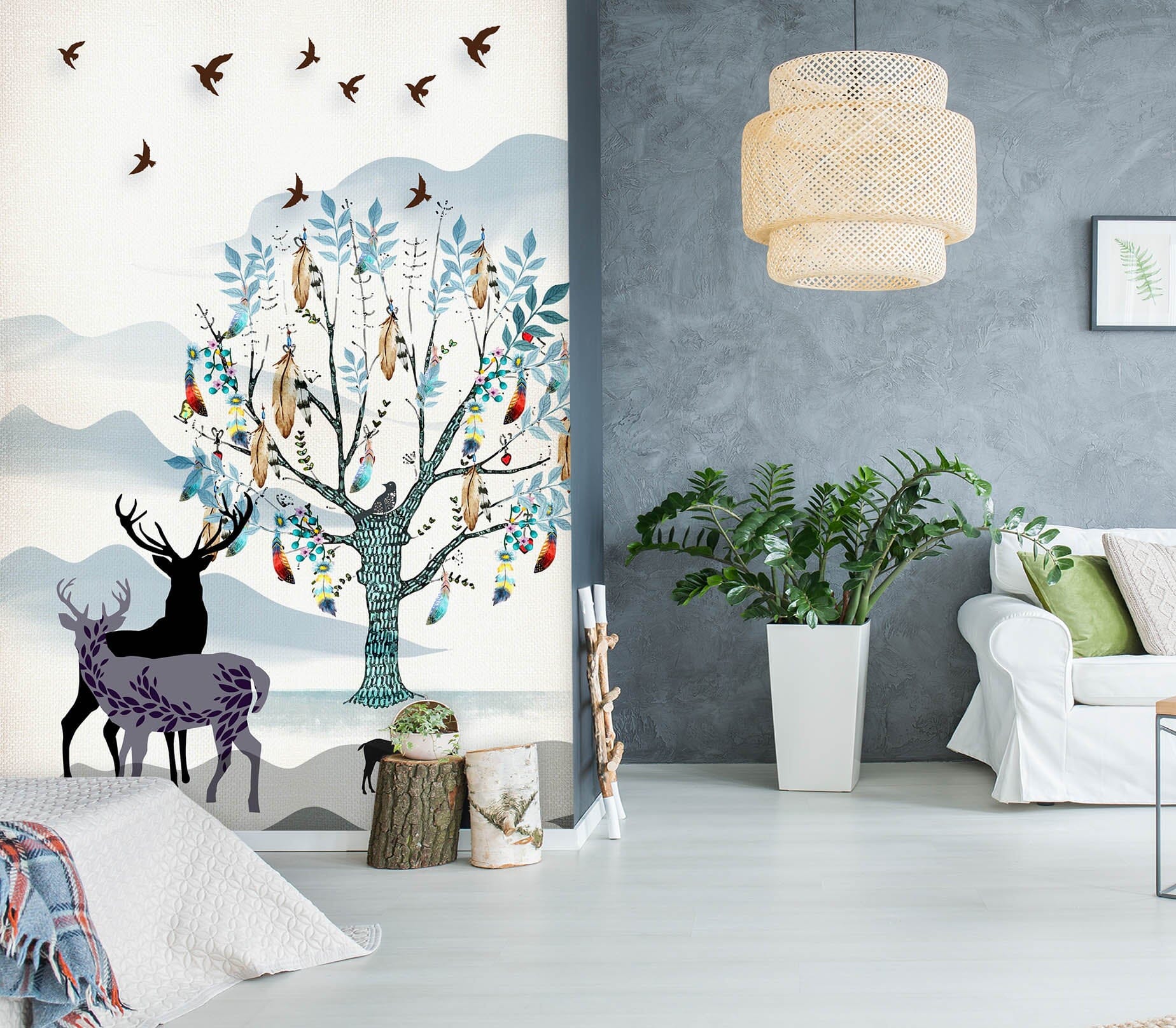 3D Forest Deer 052 Wall Murals Wallpaper AJ Wallpaper 2 