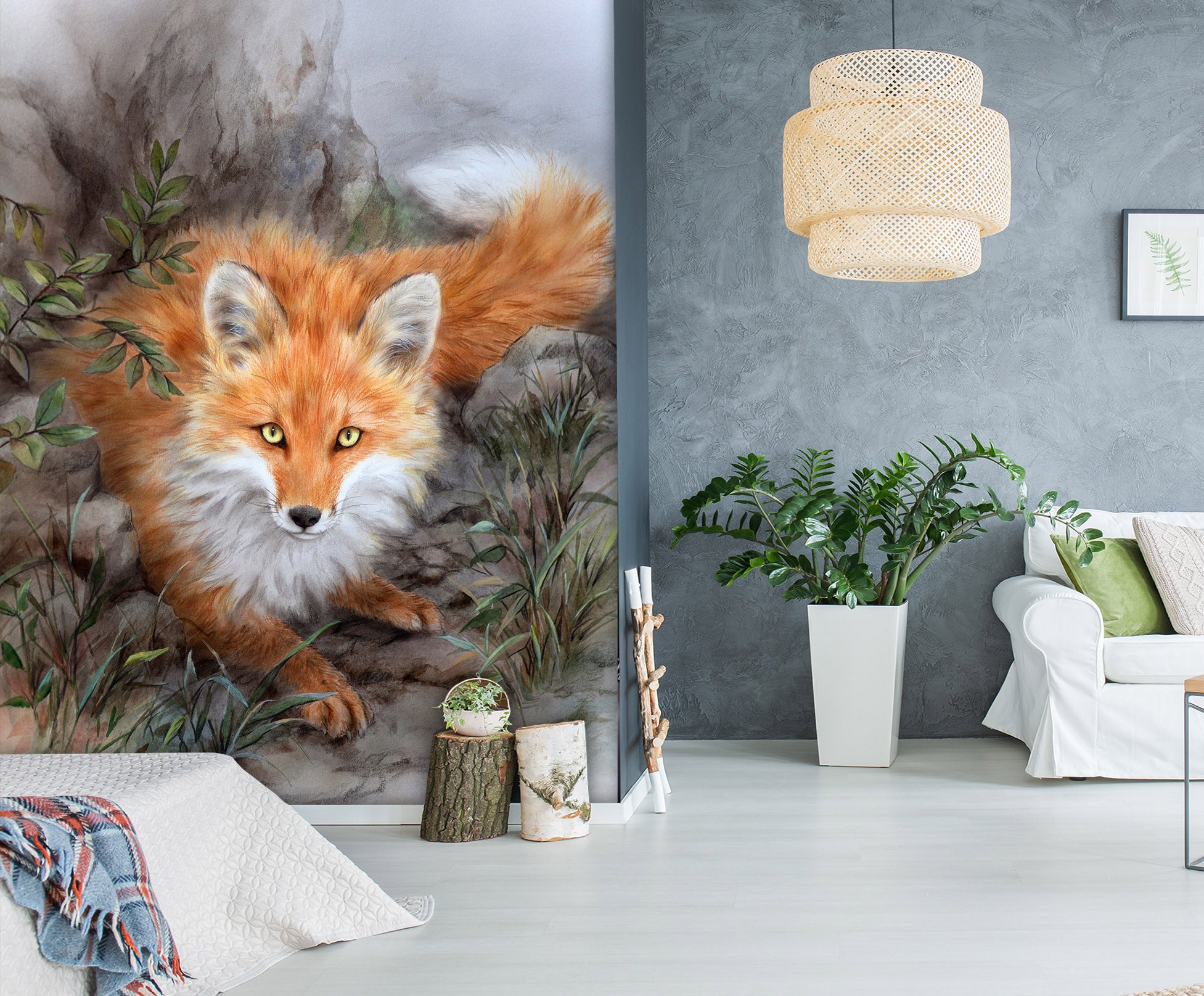 3D Orange Fox 5472 Kayomi Harai Wall Mural Wall Murals