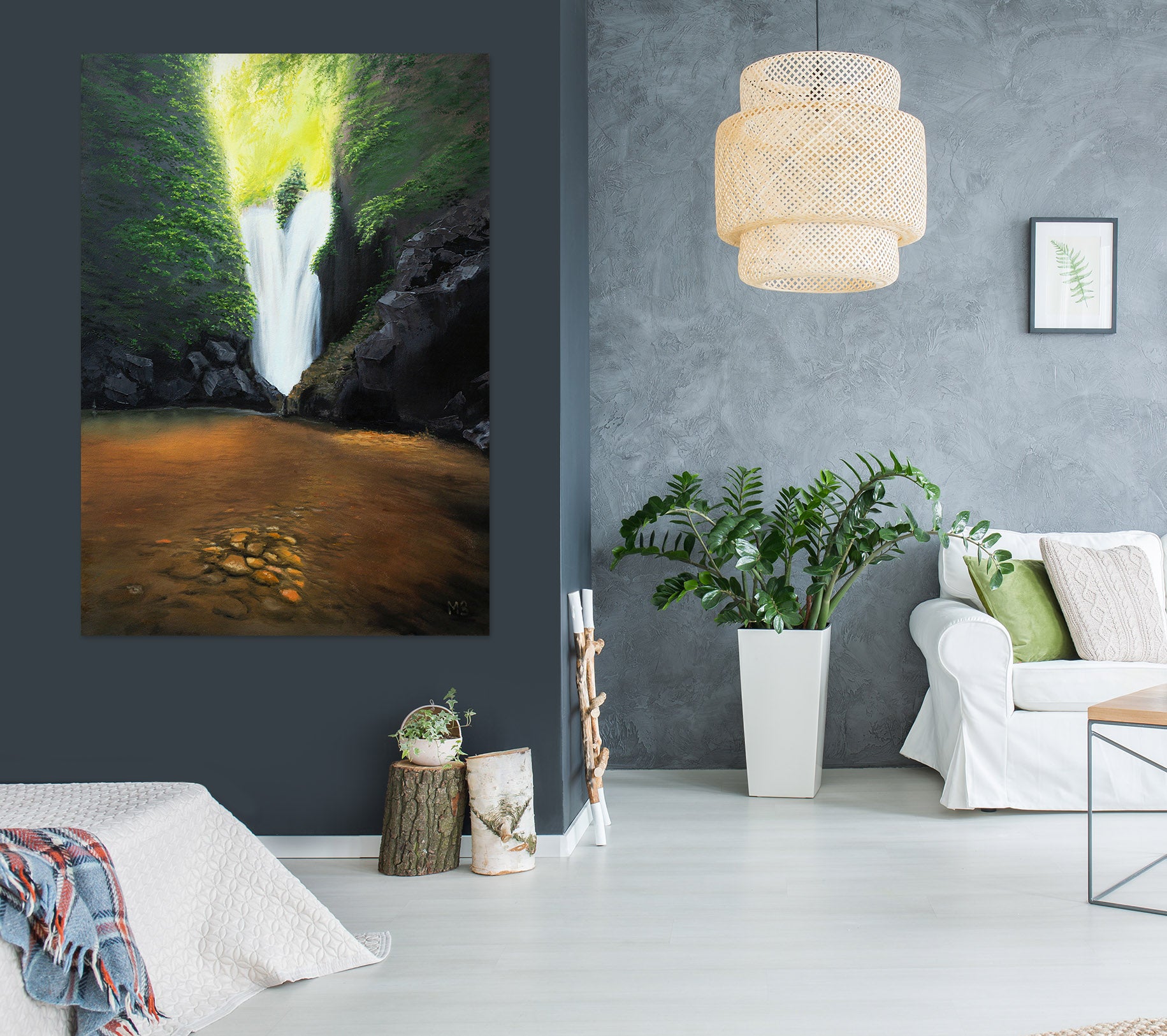 3D Grotto Flowing Water 1823 Marina Zotova Wall Sticker