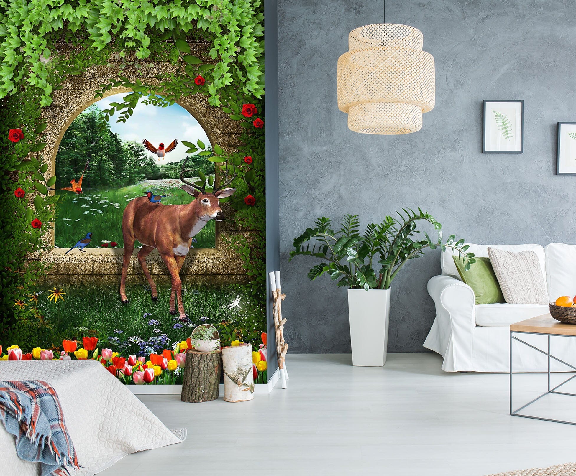 3D Forest Fawn 1963 Wall Murals Wallpaper AJ Wallpaper 2 