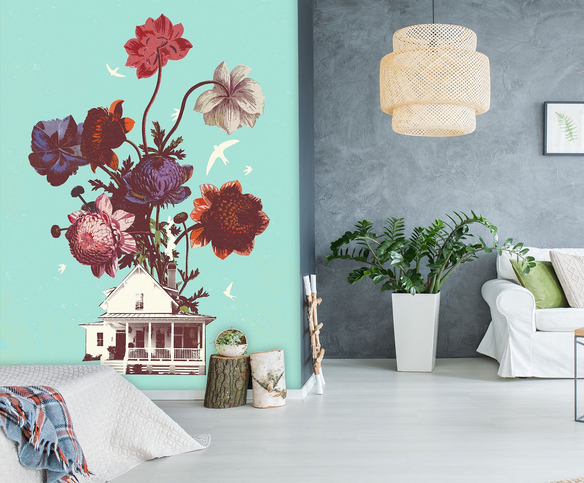 3D Flower House 1404 Showdeer Wall Mural Wall Murals Wallpaper AJ Wallpaper 2 