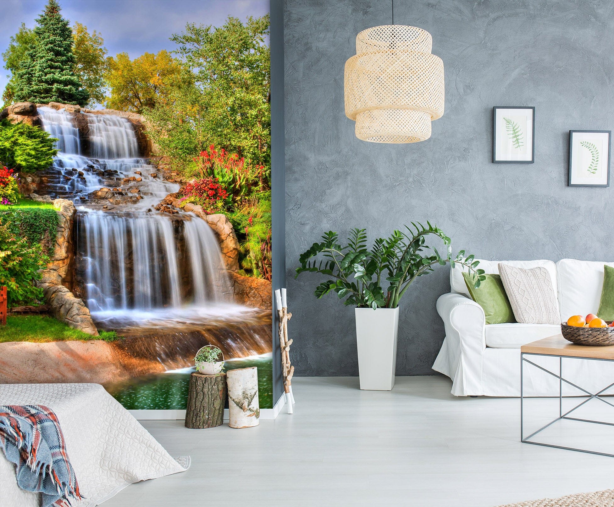 3D Forest Waterfall 1965 Wall Murals Wallpaper AJ Wallpaper 2 