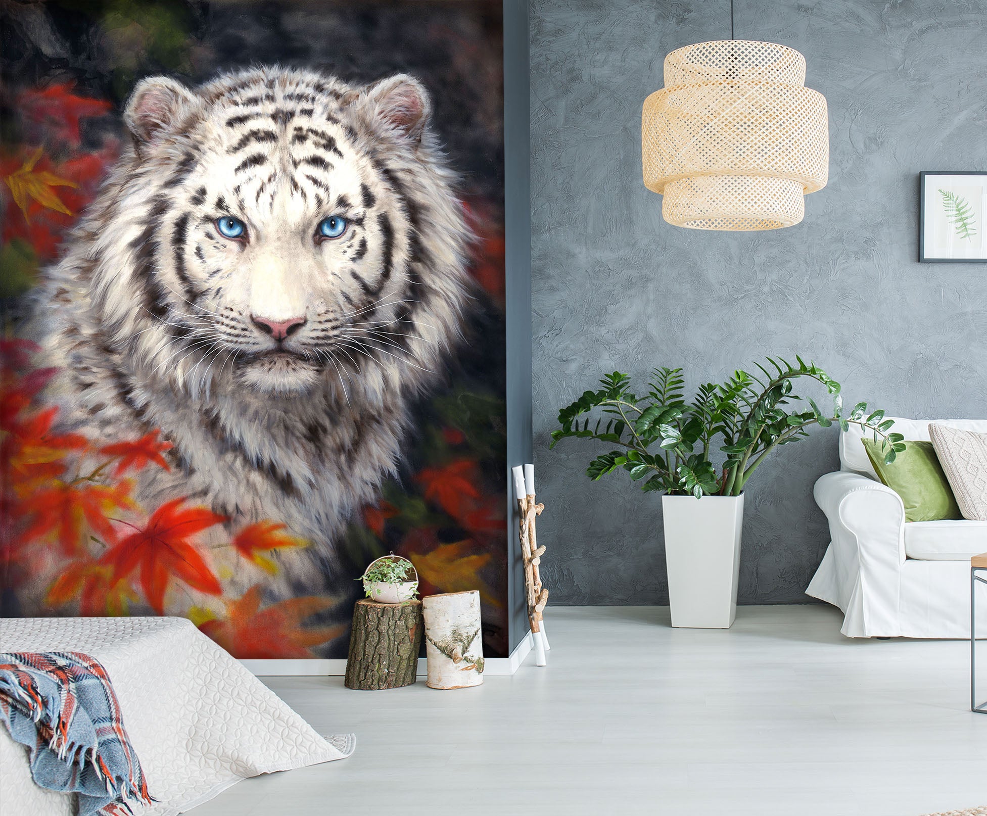3D Maple Leaf Tiger 5503 Kayomi Harai Wall Mural Wall Murals