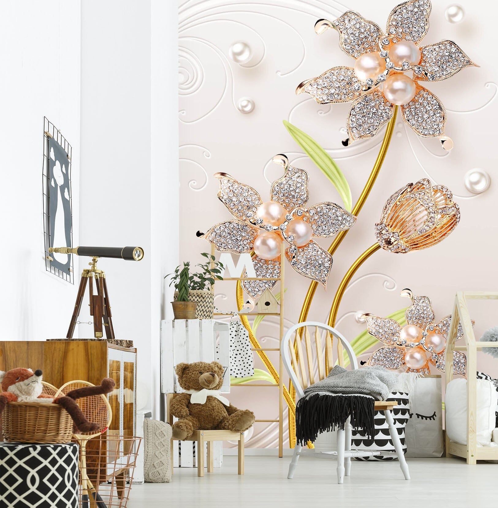 3D Pearl Flower 1860 Wall Murals Wallpaper AJ Wallpaper 2 
