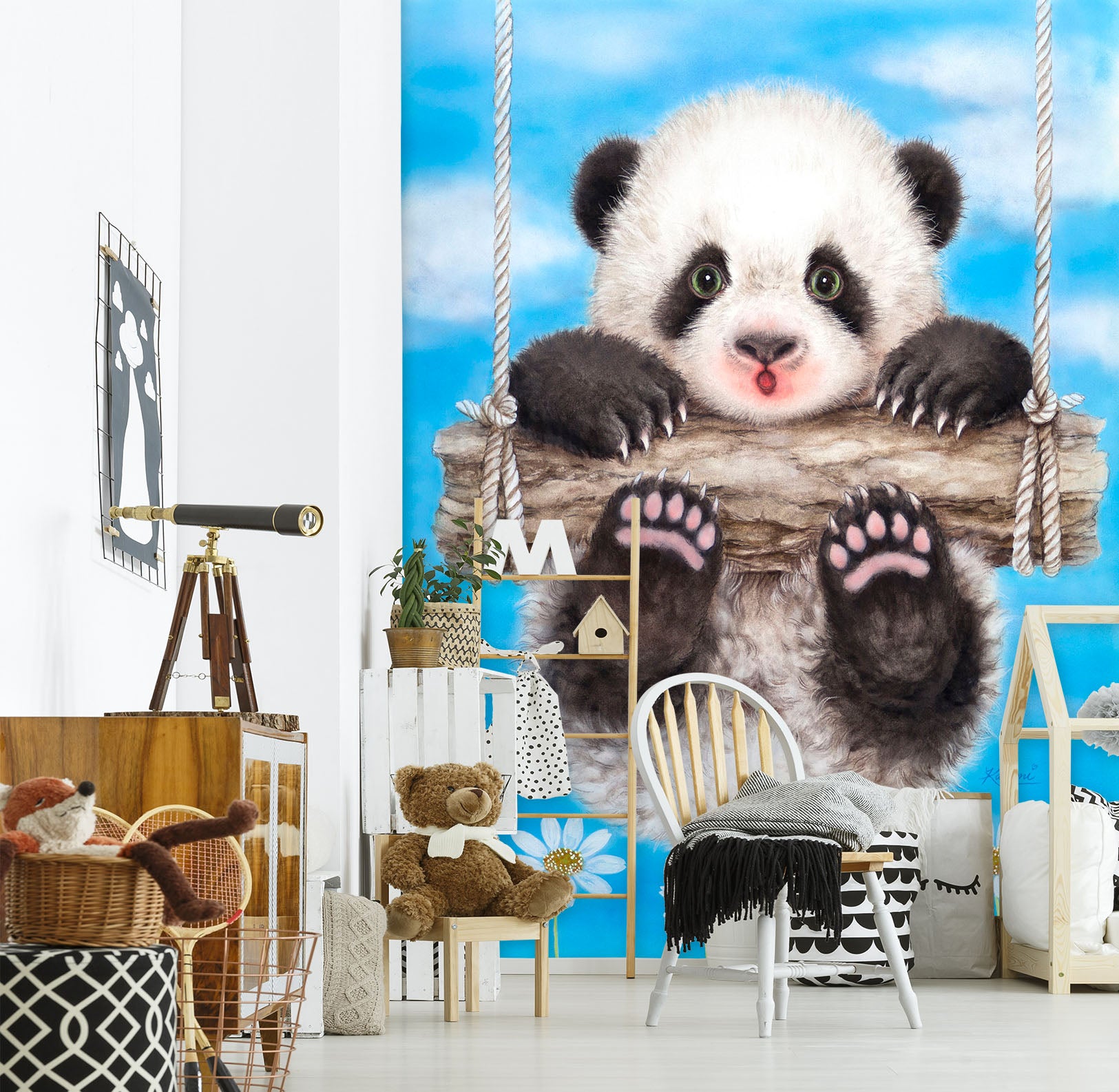3D Panda Swing 5492 Kayomi Harai Wall Mural Wall Murals