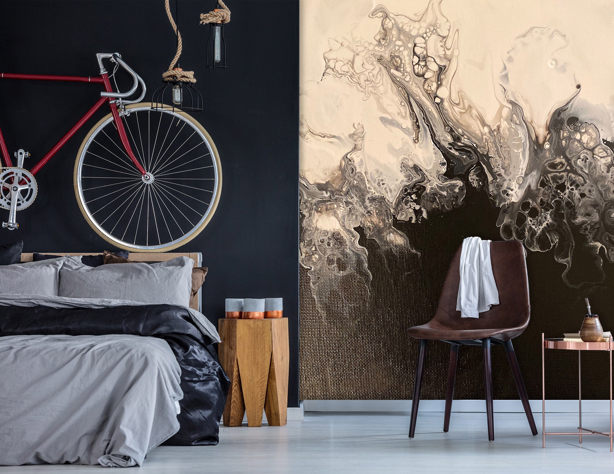 3D Black Light Brown Stitching Pattern 40033 Valerie Latrice Wall Mural Wall Murals