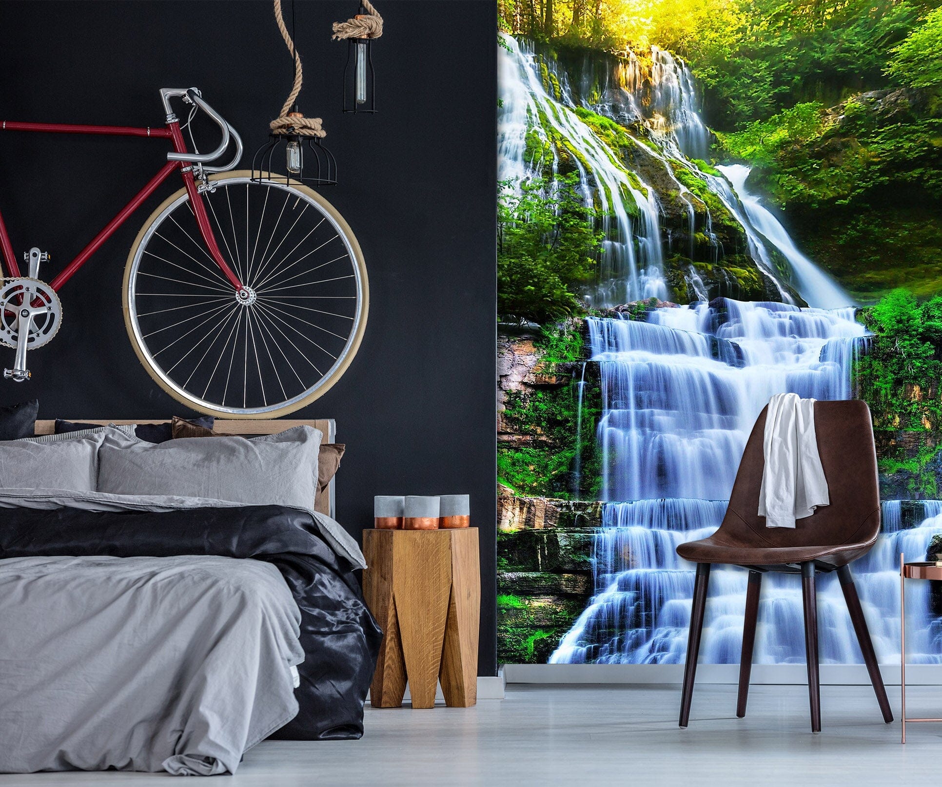 3D Forest Waterfall 1964 Wall Murals Wallpaper AJ Wallpaper 2 