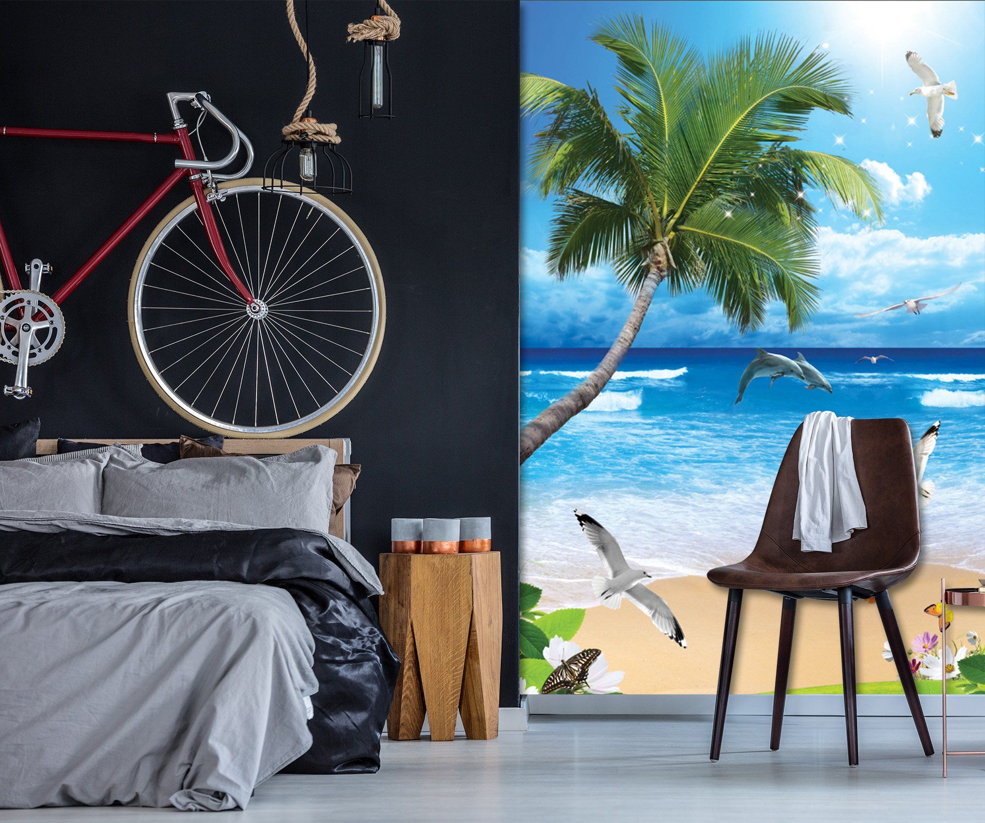 3D Beach Coconut Tree 1974 Wall Murals Wallpaper AJ Wallpaper 2 