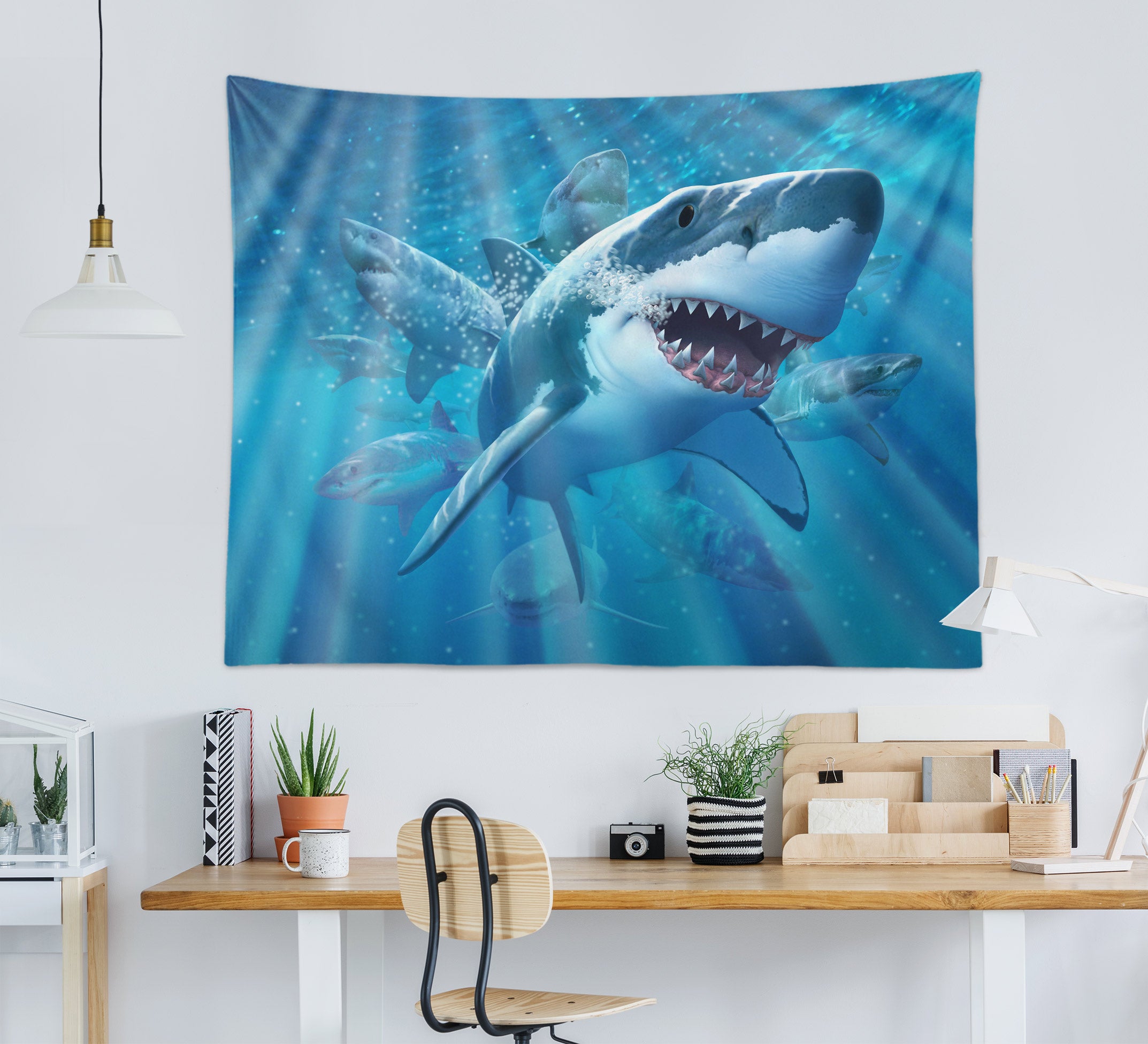 3D Ocean Shark 111132 Jerry LoFaro Tapestry Hanging Cloth Hang