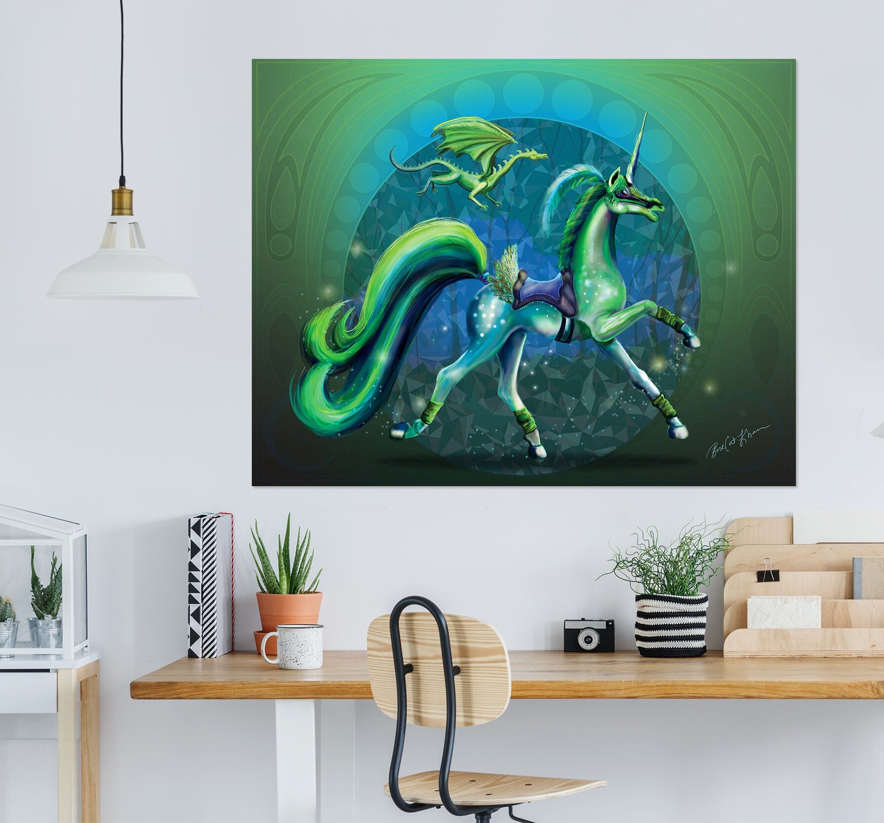 3D Green Unicorn 205 Rose Catherine Khan Wall Sticker Wallpaper AJ Wallpaper 2 
