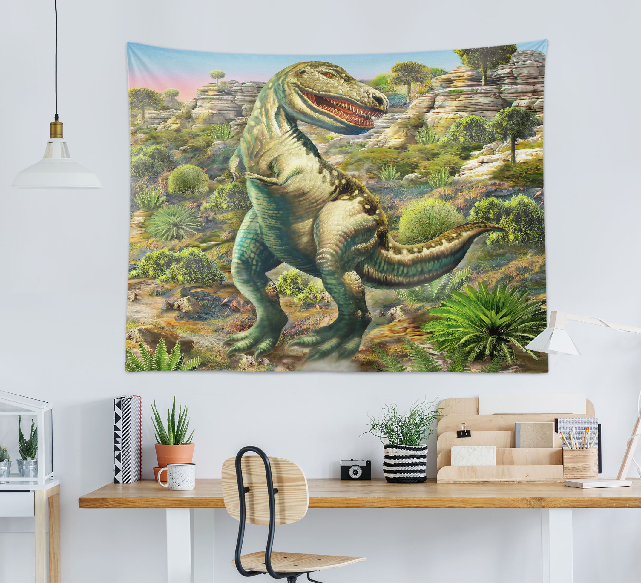 3D Green Dinosaur 730 Adrian Chesterman Tapestry Hanging Cloth Hang