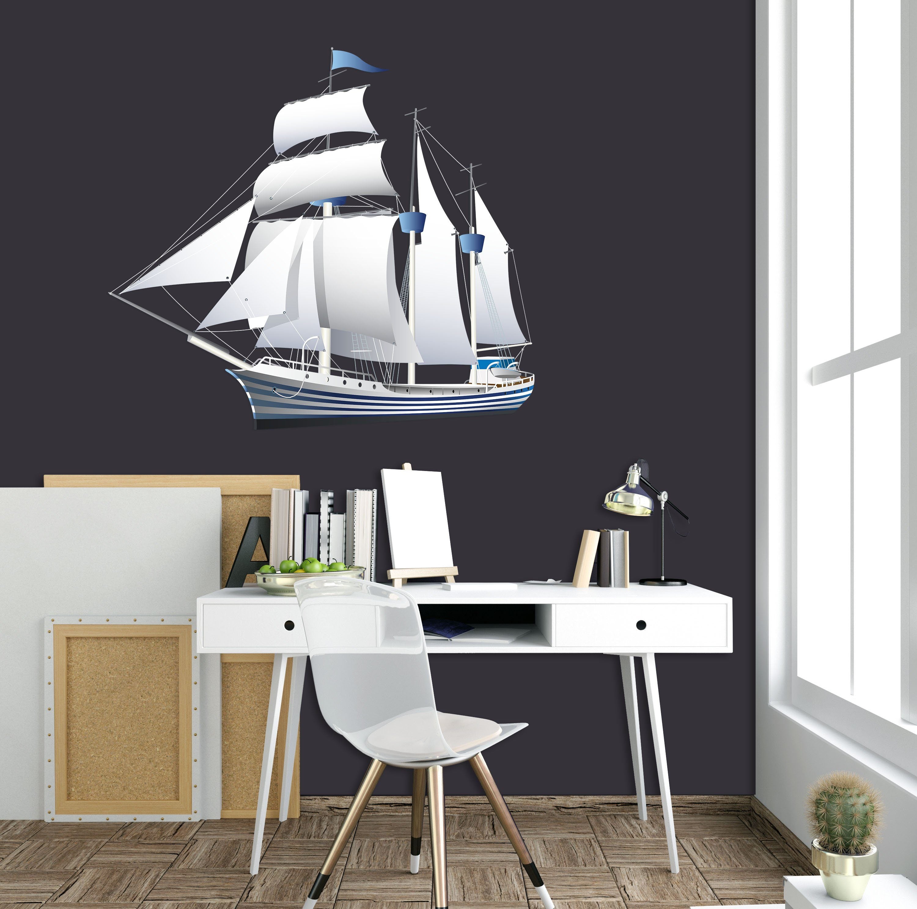 3D White Sailboat 0031 Vehicles Wallpaper AJ Wallpaper 