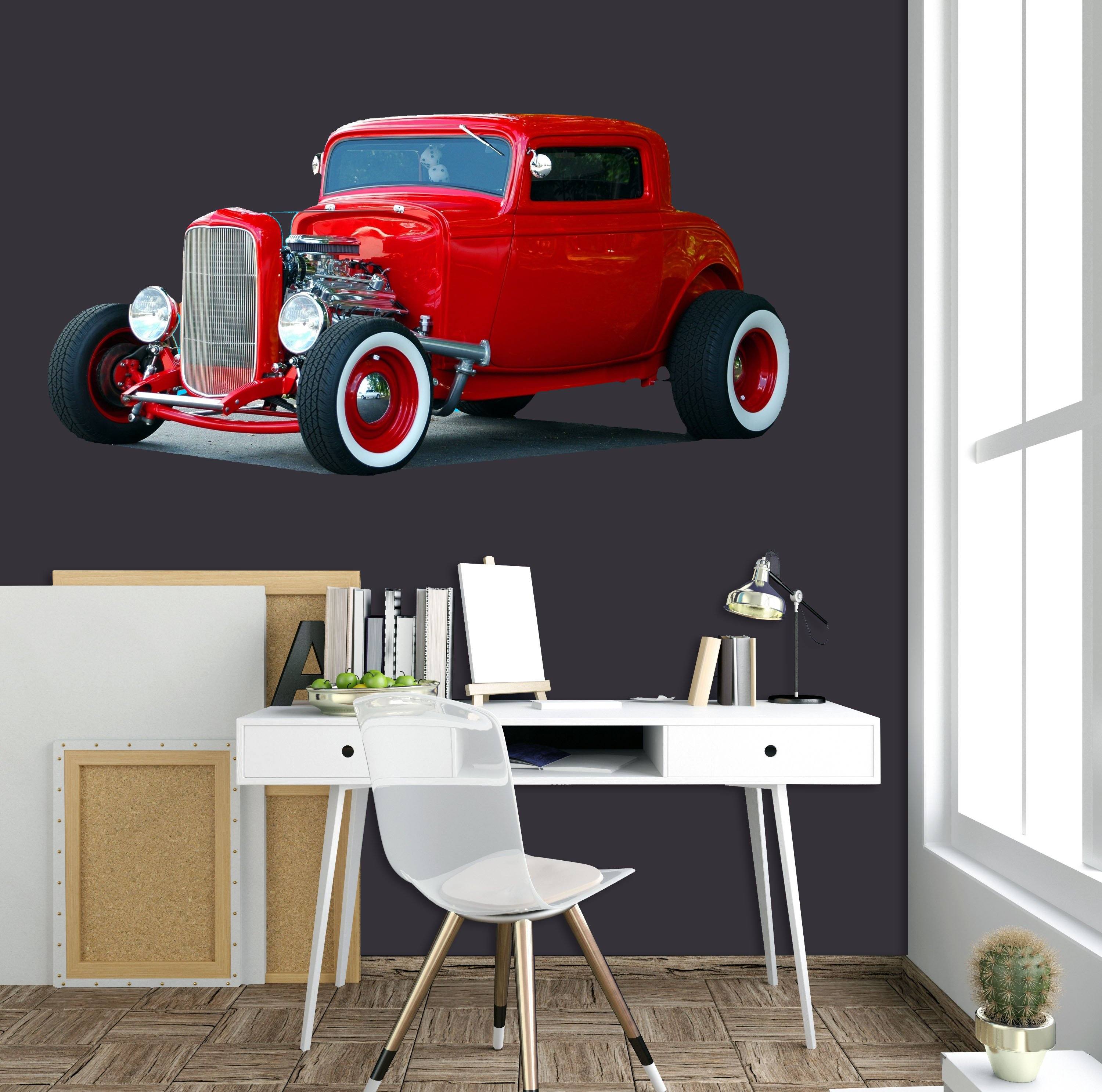 3D Red Classic Car 0020 Vehicles Wallpaper AJ Wallpaper 