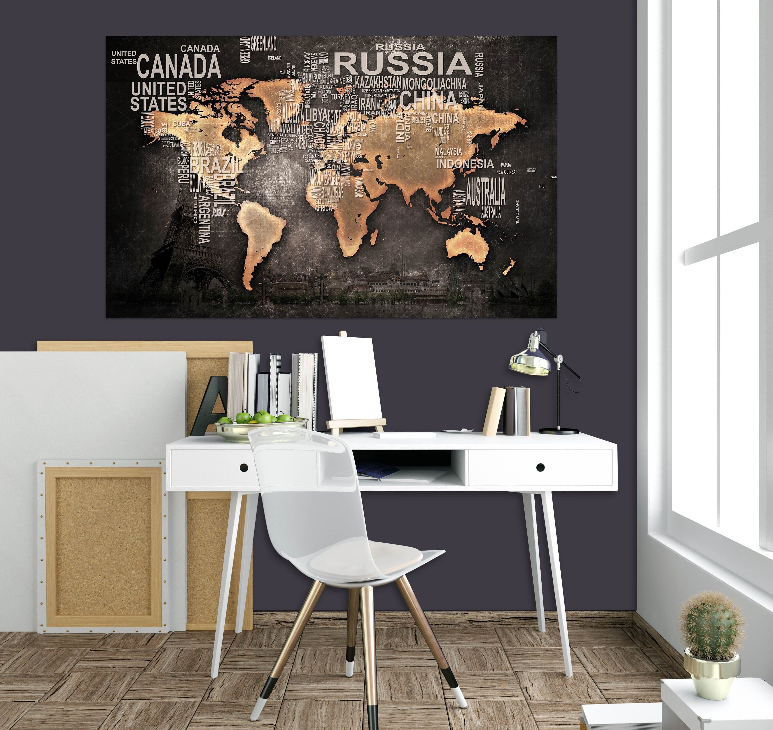 3D Gold Pattern 115 World Map Wall Sticker Wallpaper AJ Wallpaper 2 