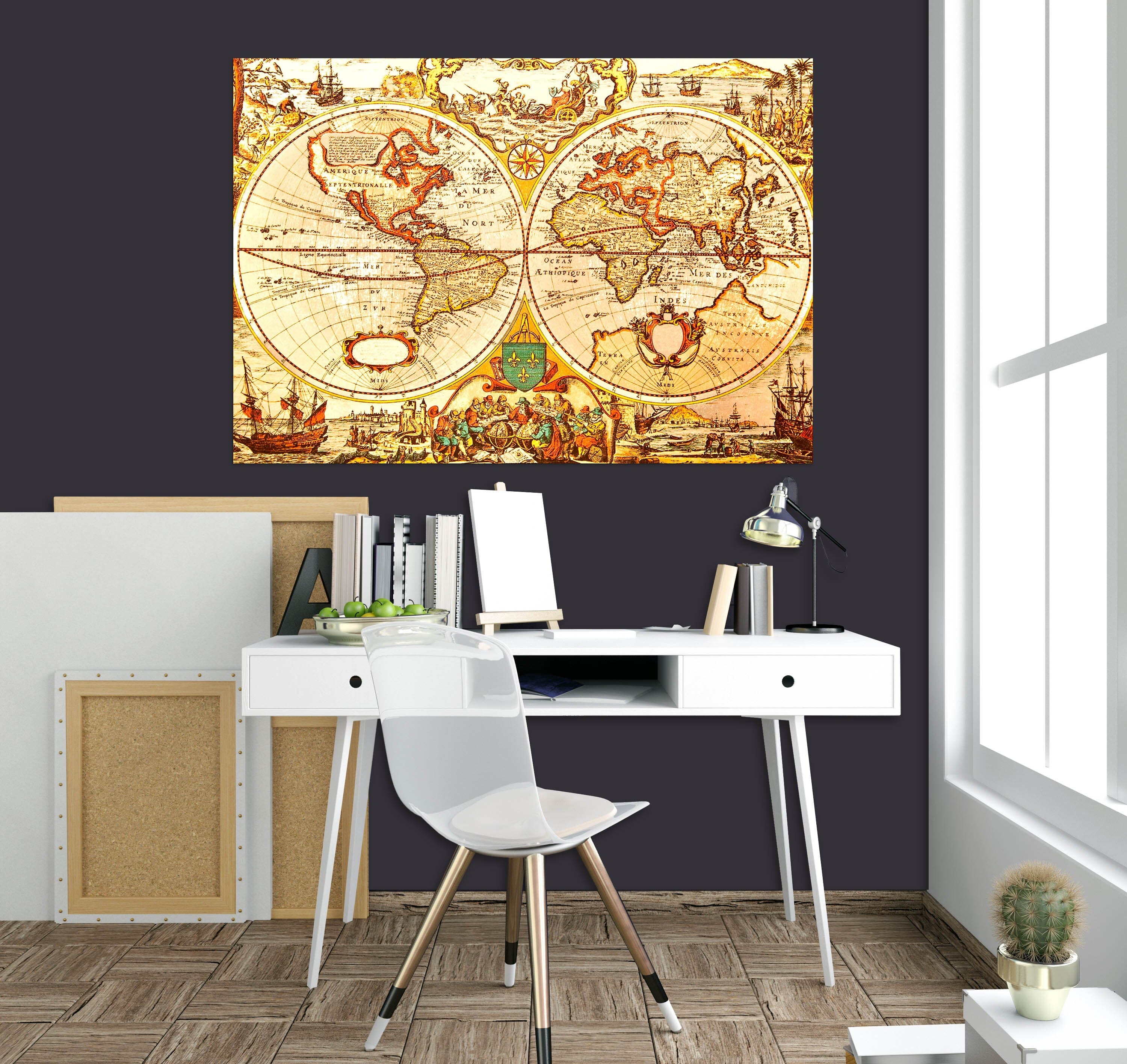 3D Golden World 123 World Map Wall Sticker Wallpaper AJ Wallpaper 2 