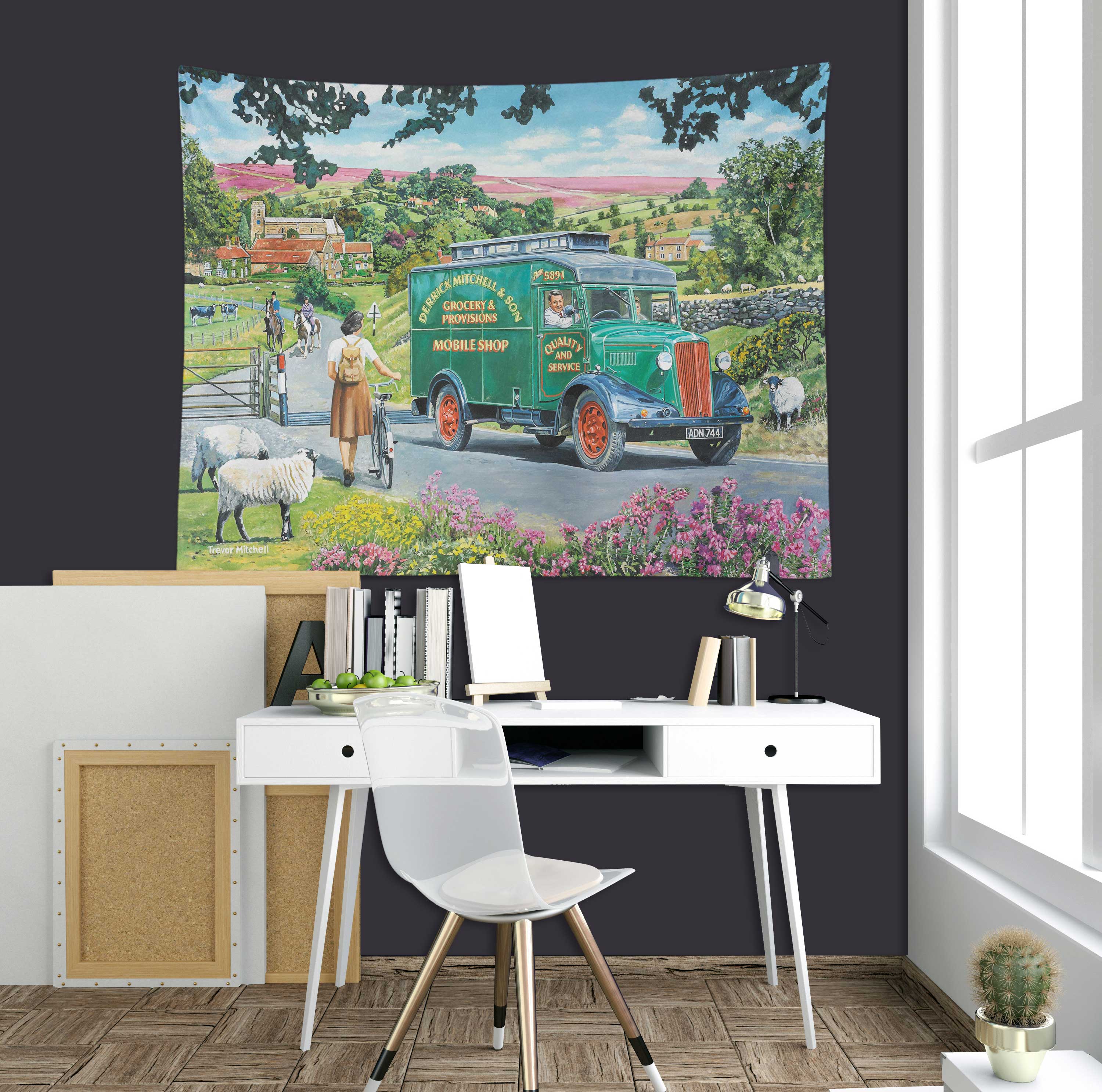 3D Sheep Flower Bush Grassland Car 11273 Trevor Mitchell Tapestry Hanging Cloth Hang