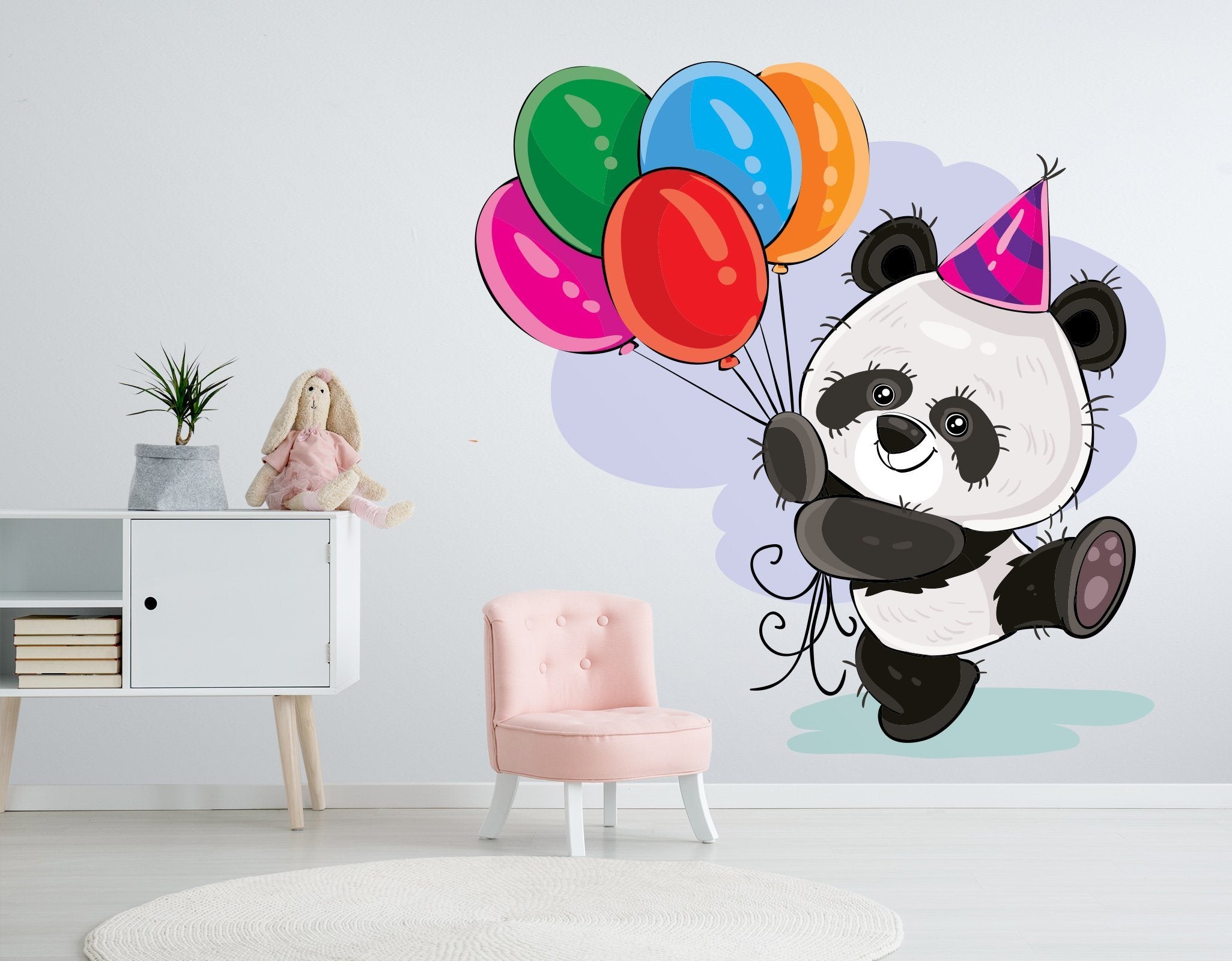 3D Cute Panda Balloon 221 Wall Stickers Wallpaper AJ Wallpaper 