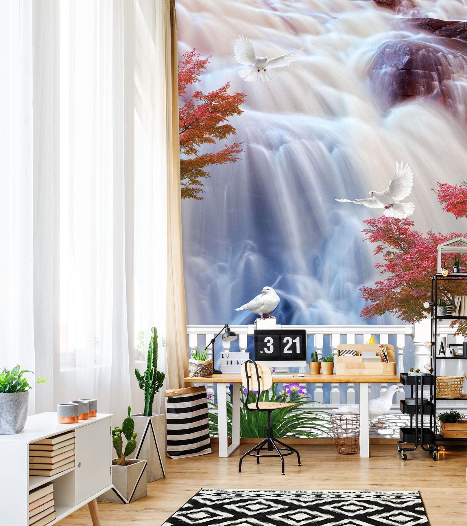 3D Valley Waterfall 1877 Wall Murals Wallpaper AJ Wallpaper 2 
