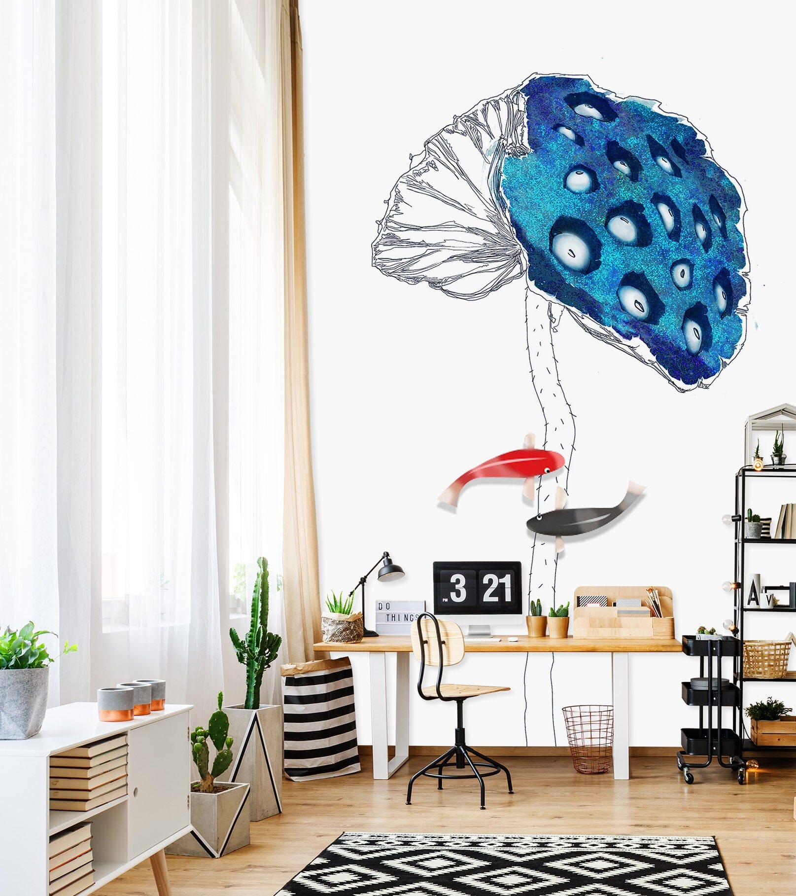 3D Fish Lotus 1820 Wall Murals Wallpaper AJ Wallpaper 2 
