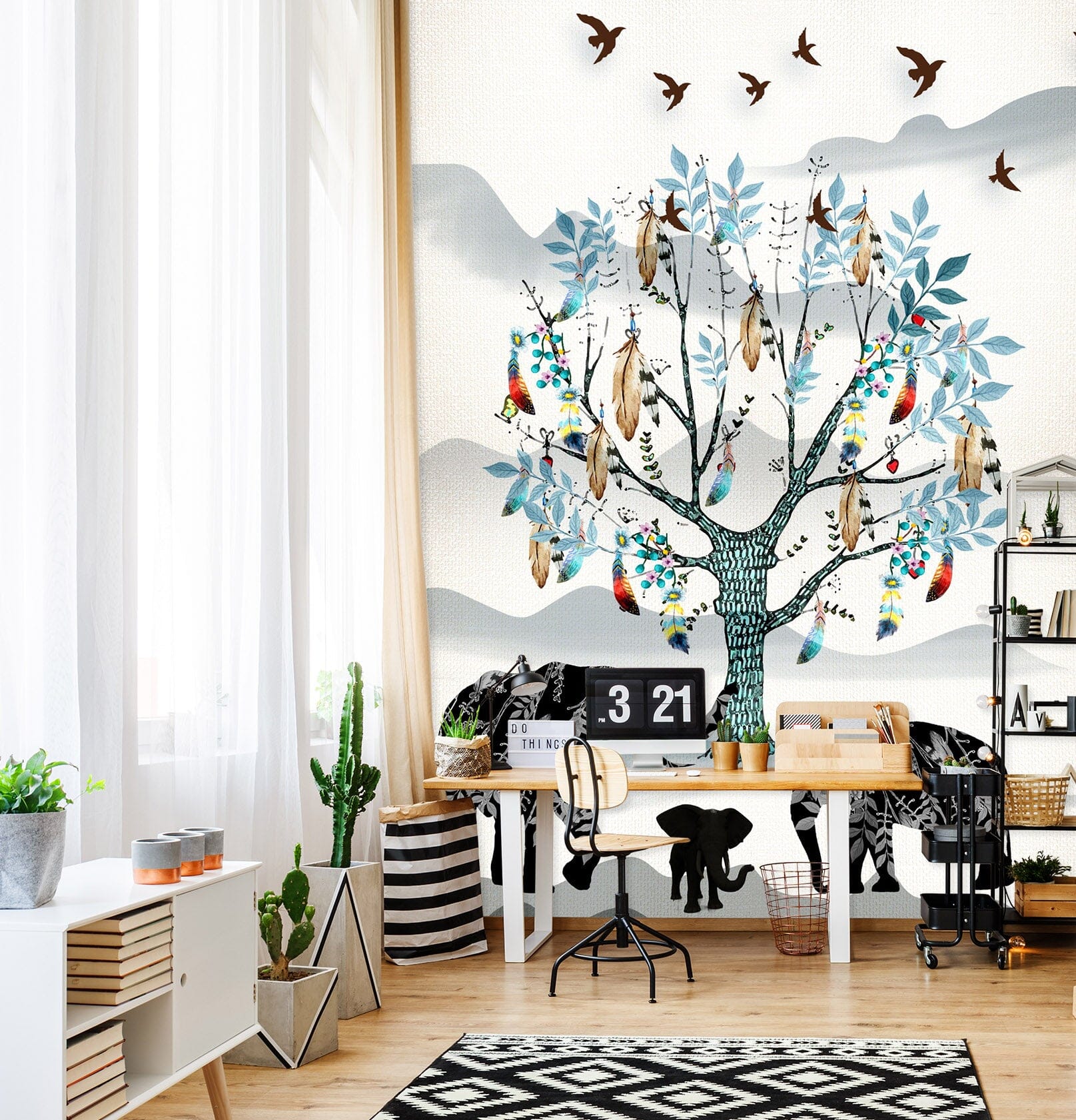 3D Baby Elephant Family 051 Wall Murals Wallpaper AJ Wallpaper 2 