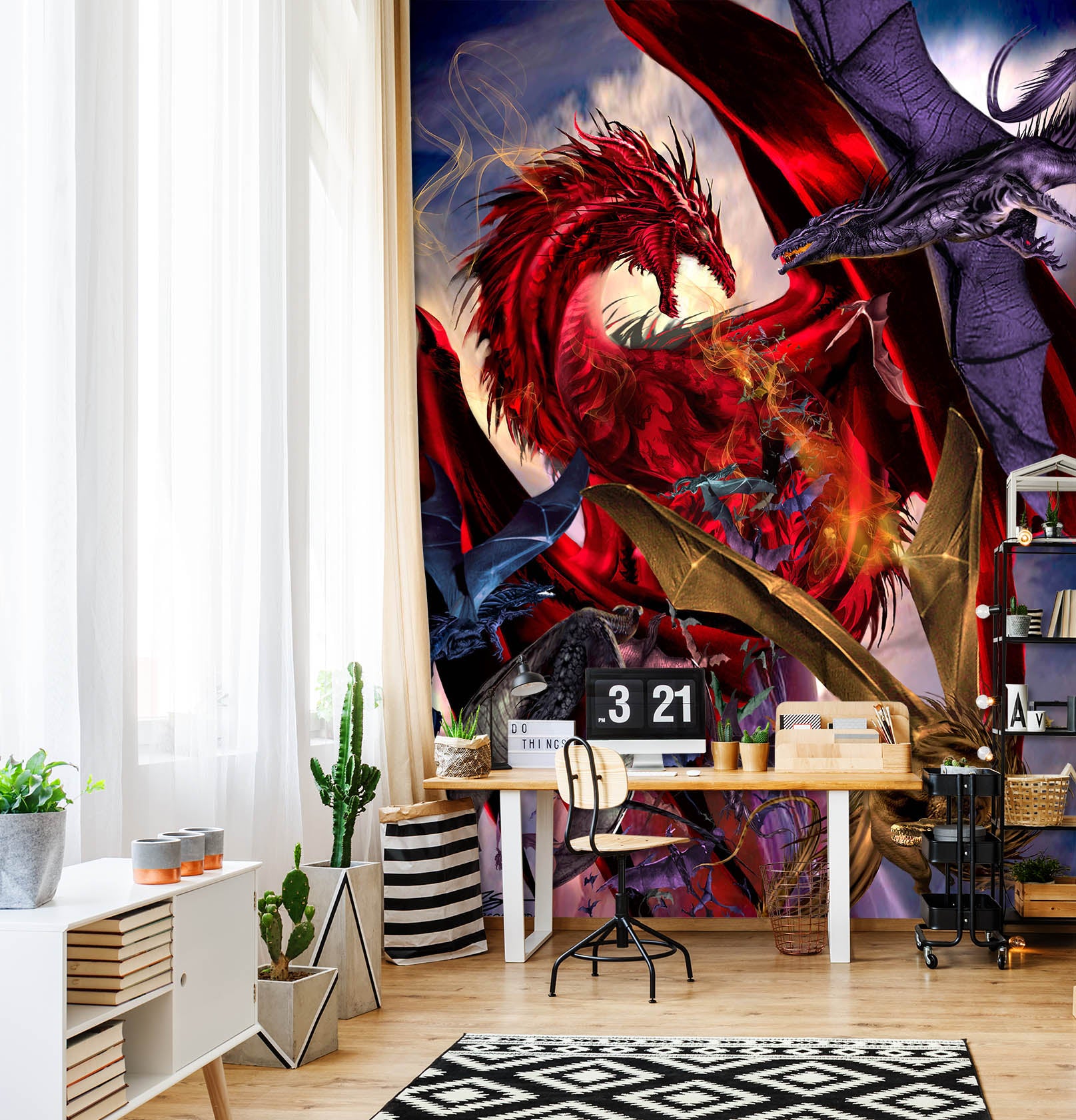 3D Red Dragon 8128 Ruth Thompson Wall Mural Wall Murals