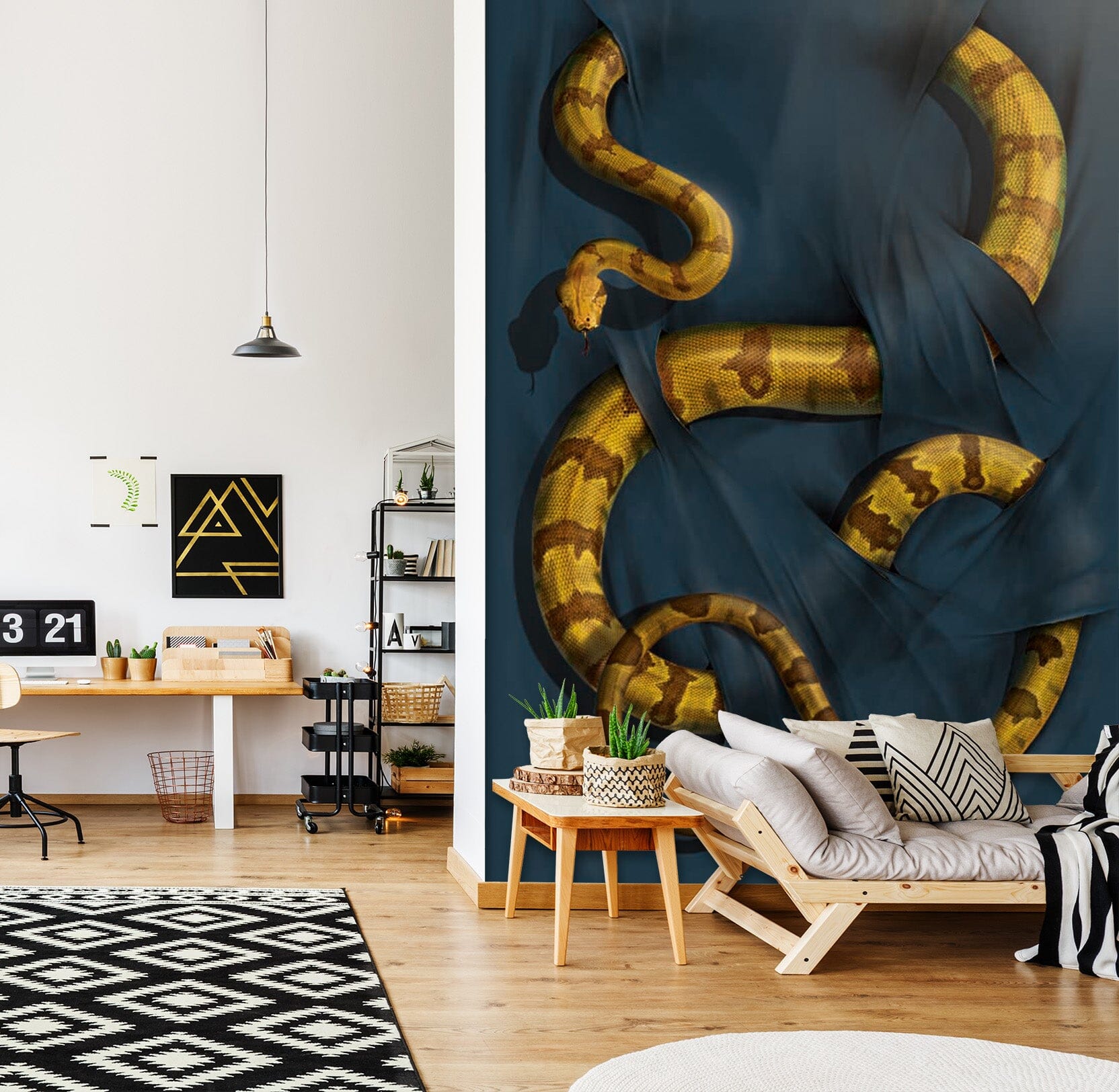 3D Gold Python 1414 Wall Murals Exclusive Designer Vincent Wallpaper AJ Wallpaper 2 