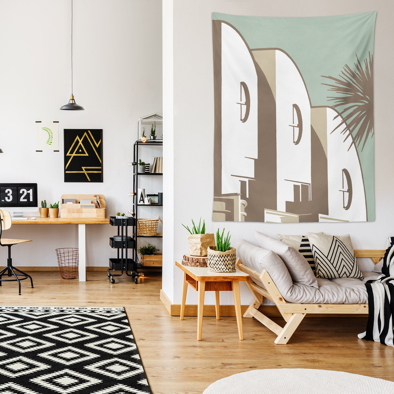 3D White Building 5373 Steve Read Tapestry Hanging Cloth Hang