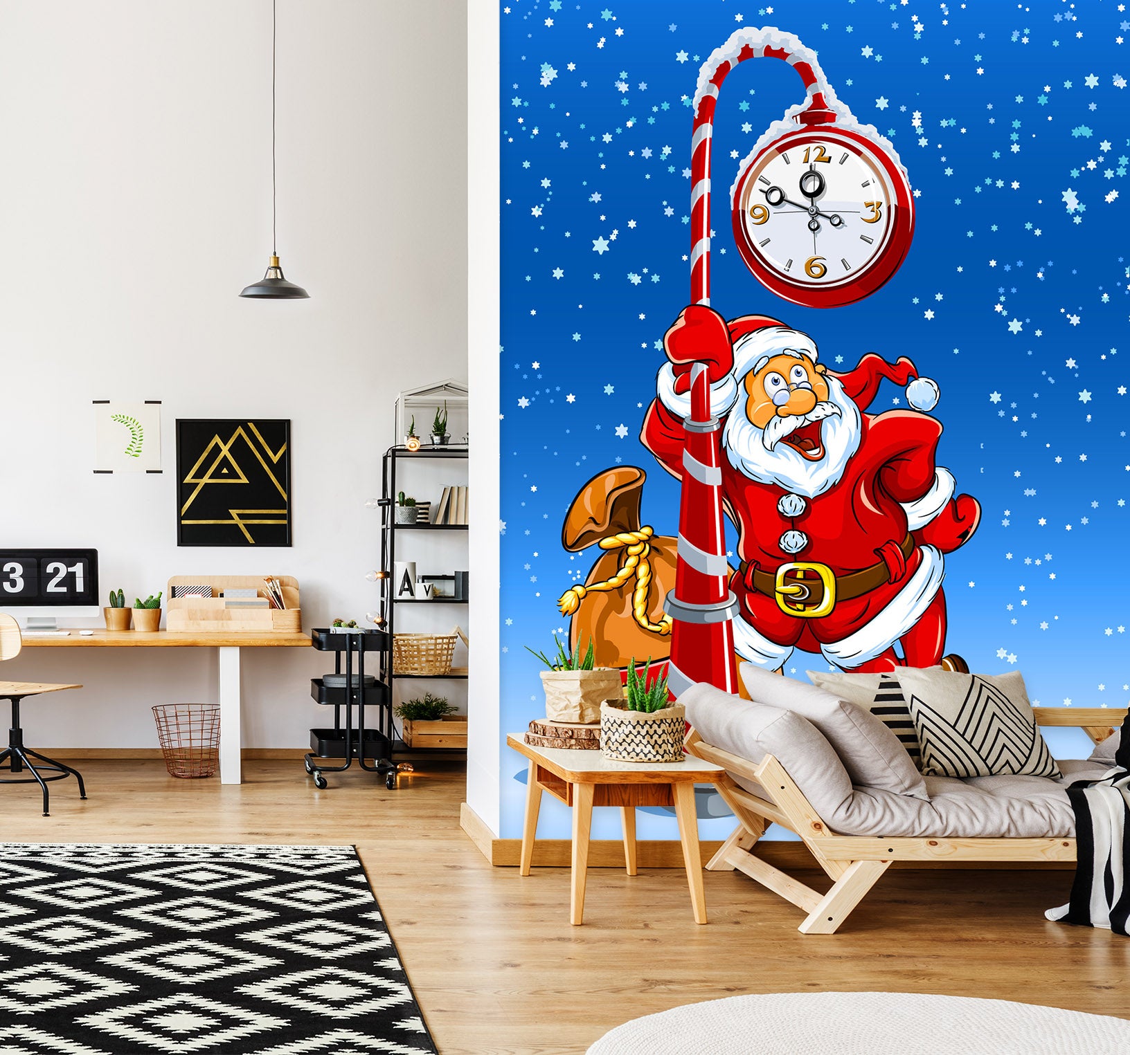 3D Clock Santa 58102 Wall Murals