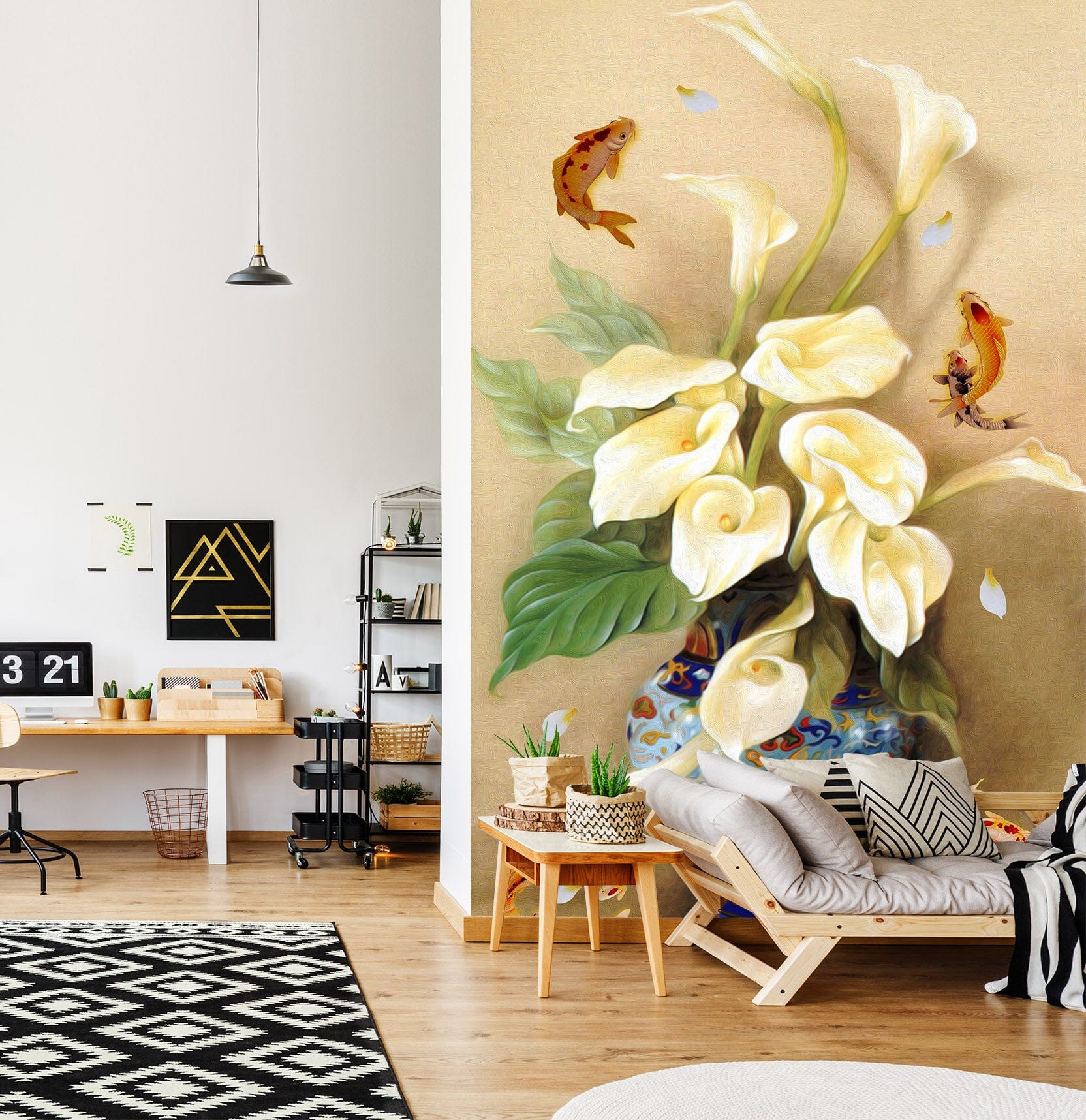 3D White Flowers 1864 Wall Murals Wallpaper AJ Wallpaper 2 