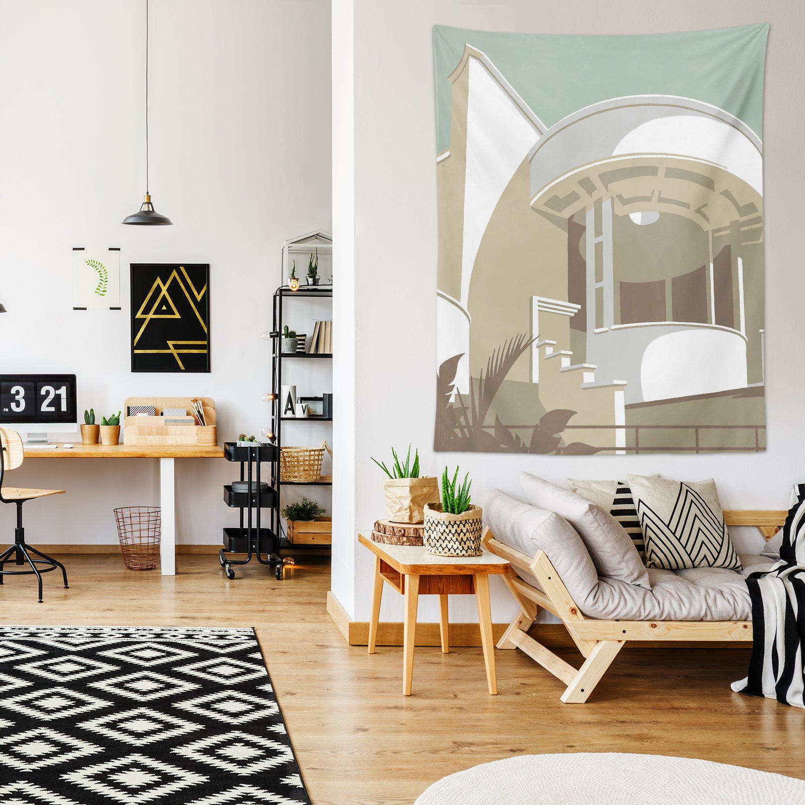 3D White Balcony 5393 Steve Read Tapestry Hanging Cloth Hang