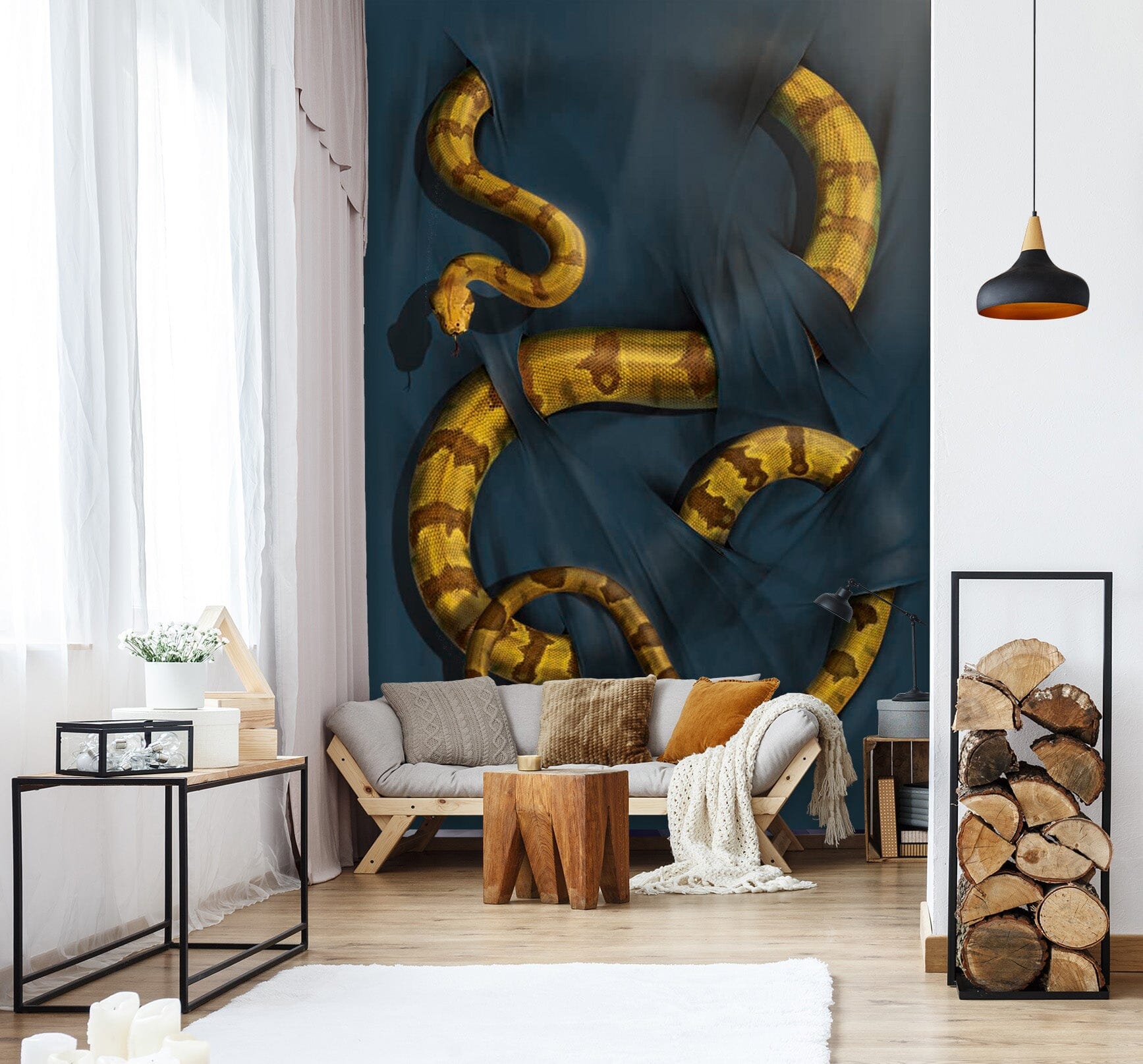 3D Gold Python 1414 Wall Murals Exclusive Designer Vincent Wallpaper AJ Wallpaper 2 