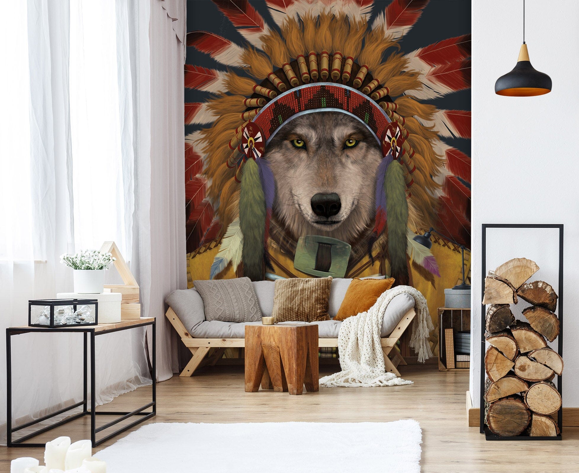 3D Wolf Spirit Chief 1573 Wall Murals Exclusive Designer Vincent Wallpaper AJ Wallpaper 2 