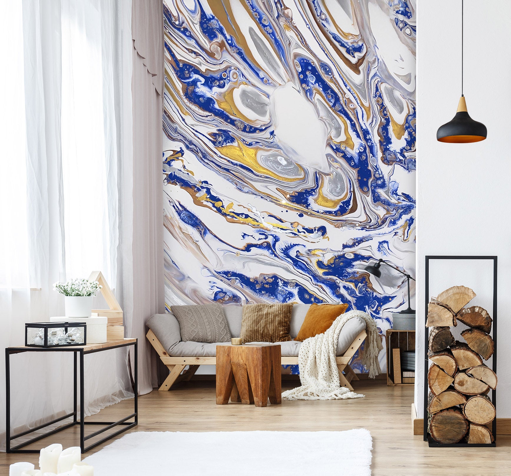 3D Blue Gray Pattern 40032 Valerie Latrice Wall Mural Wall Murals