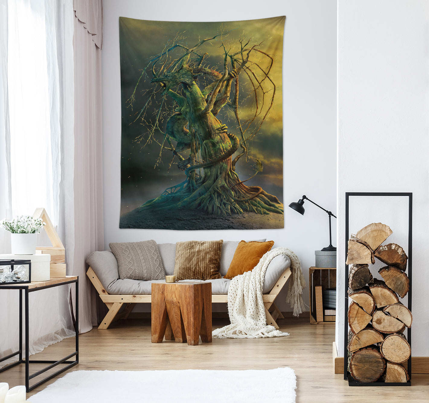 3D Wood Dragon 11745 Vincent Tapestry Hanging Cloth Hang