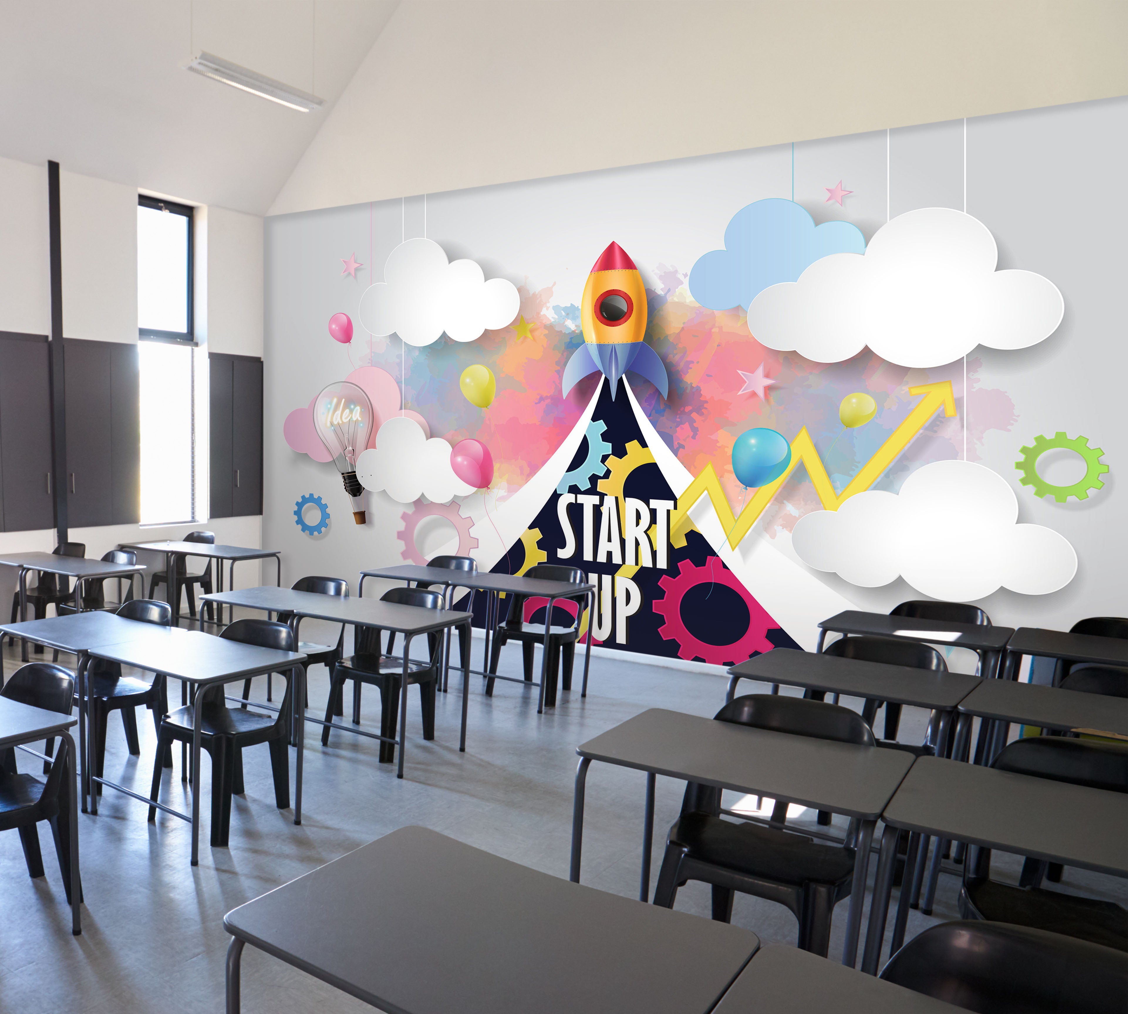 3D Cartoon Rocket 166 Wall Murals