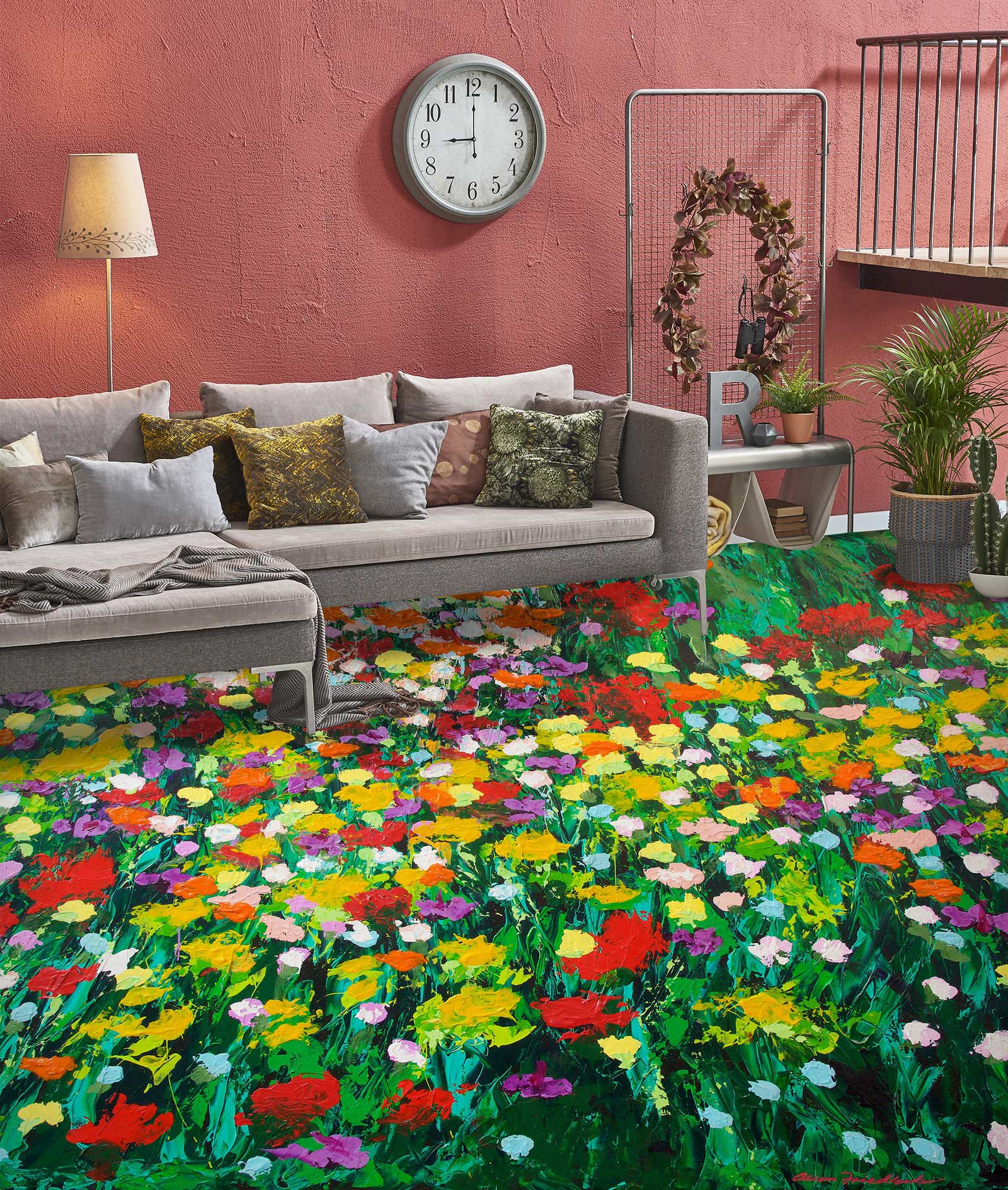 3D Meadow Flowers Pattern 9506 Allan P. Friedlander Floor Mural