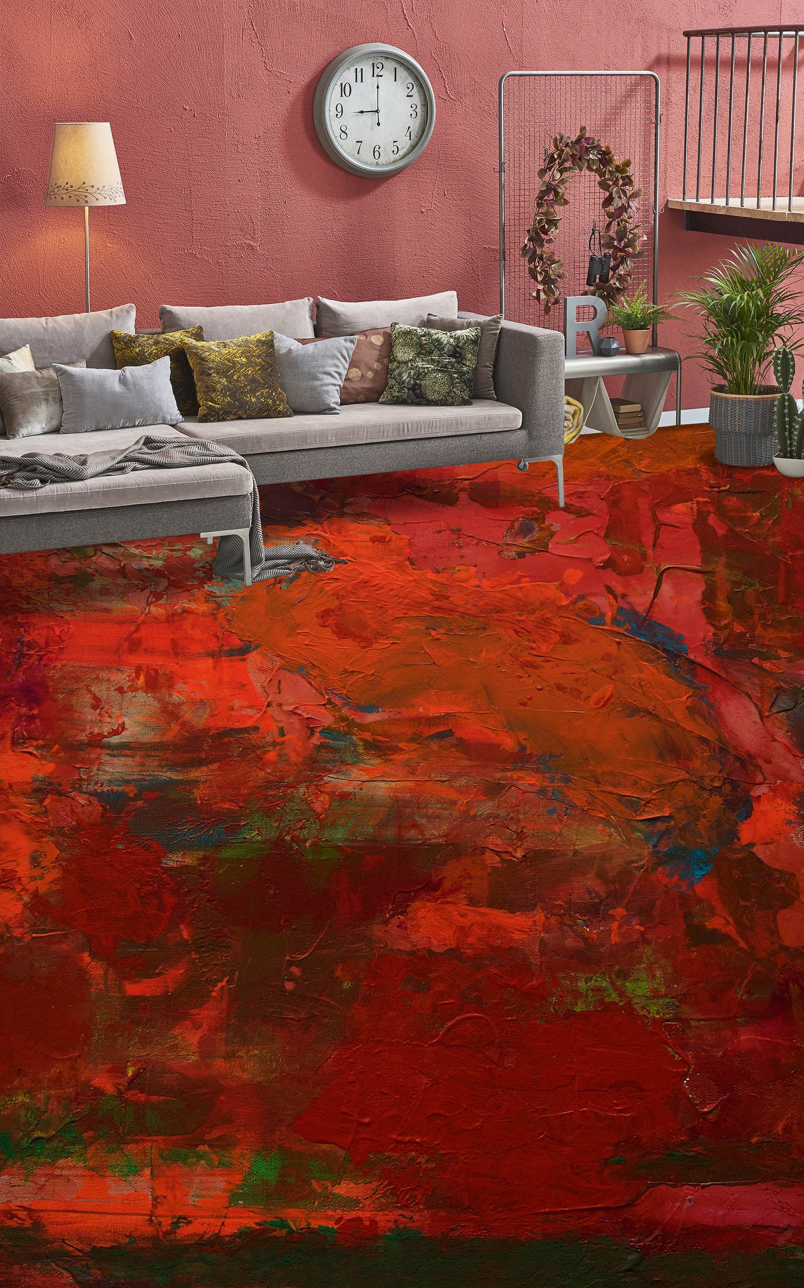 3D Red Pattern 9937 Allan P. Friedlander Floor Mural