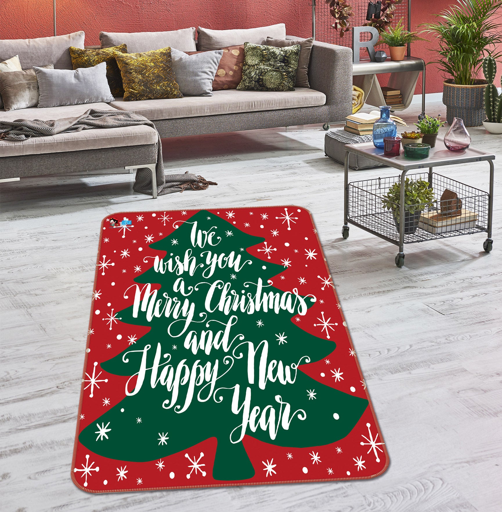 3D Tree 55146 Christmas Non Slip Rug Mat Xmas
