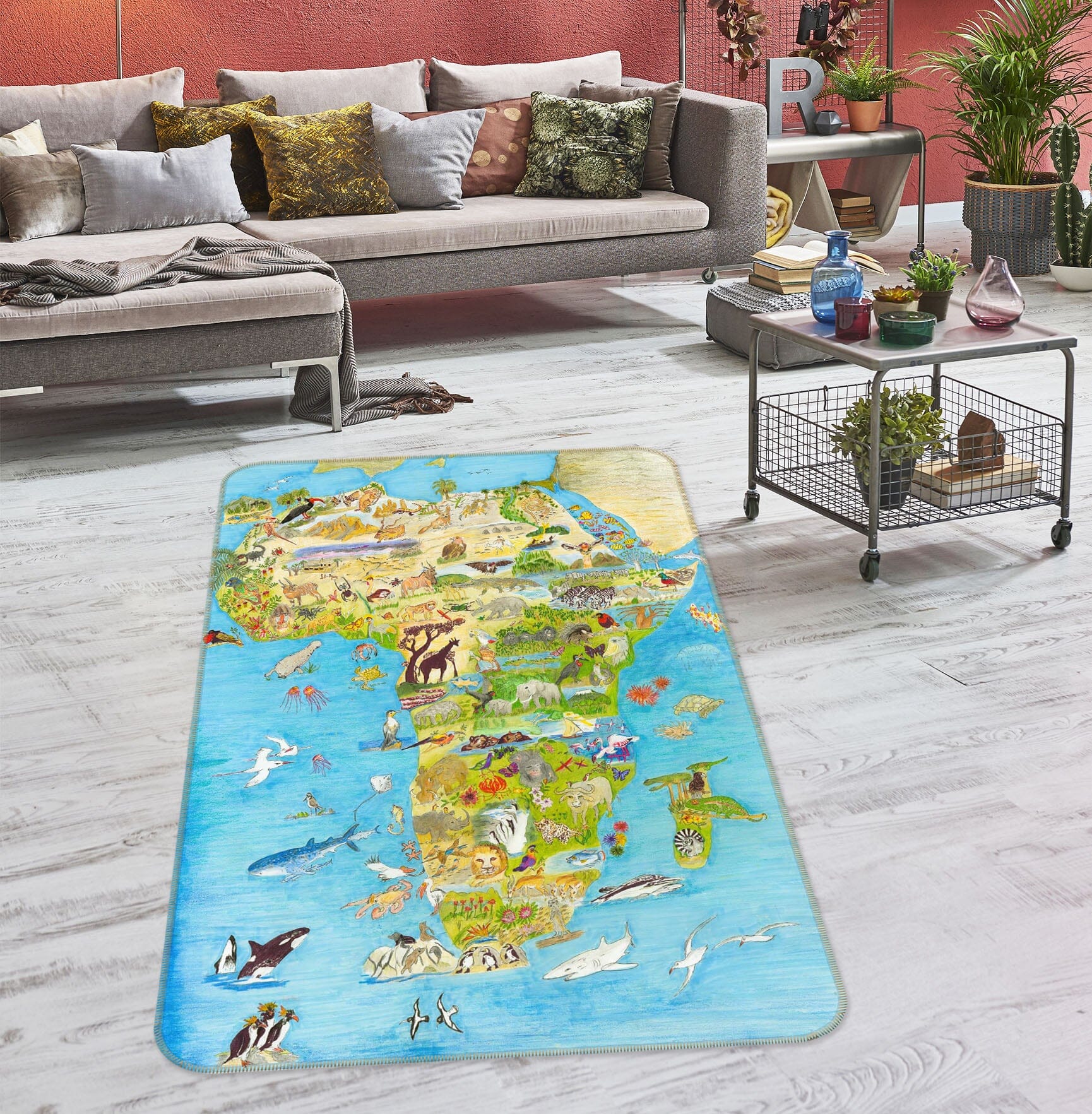 3D Animal Atlas 1516 Michael Sewell Rug Non Slip Rug Mat Mat AJ Creativity Home 